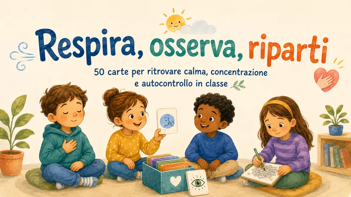 Bild in der Beschreibung des Unterrichtsmaterials 50 carte per ritrovare calma e concentrazione in classe. von Maestro Fabio Giochiecolori #1