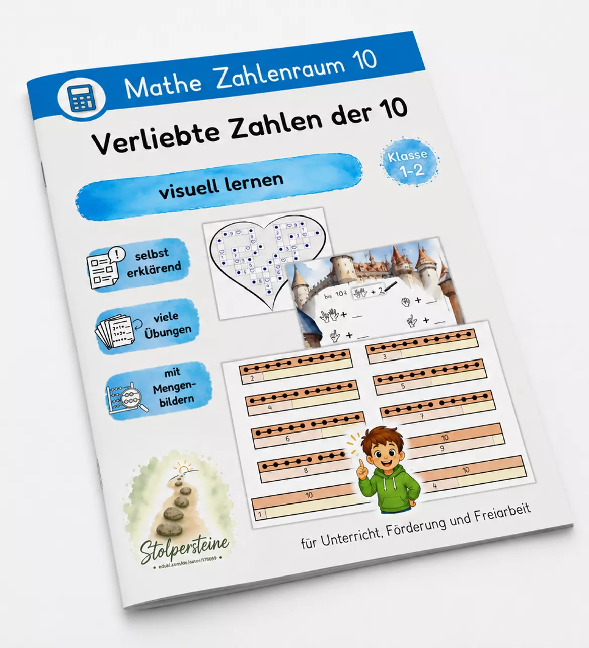 Bild in der Beschreibung des Unterrichtsmaterials Verliebte Zahlen der 10 visuell lernen von Stolpersteine #11