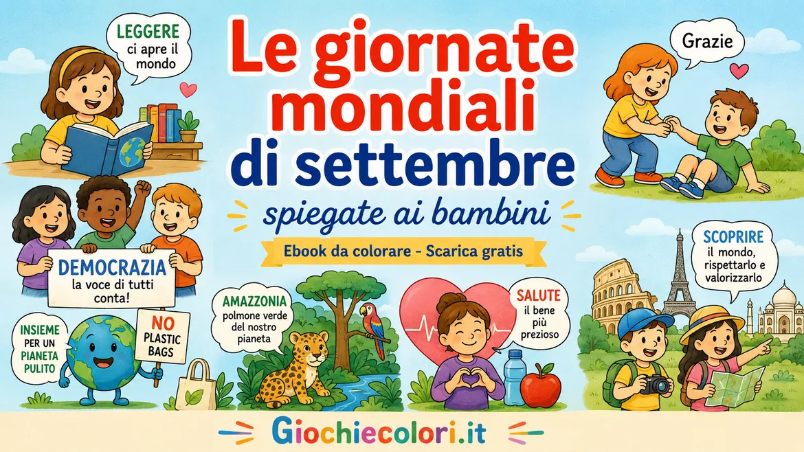 Bild in der Beschreibung des Unterrichtsmaterials Le giornate mondiali di settembre - pdf di 45 pagine von Maestro Fabio Giochiecolori #1