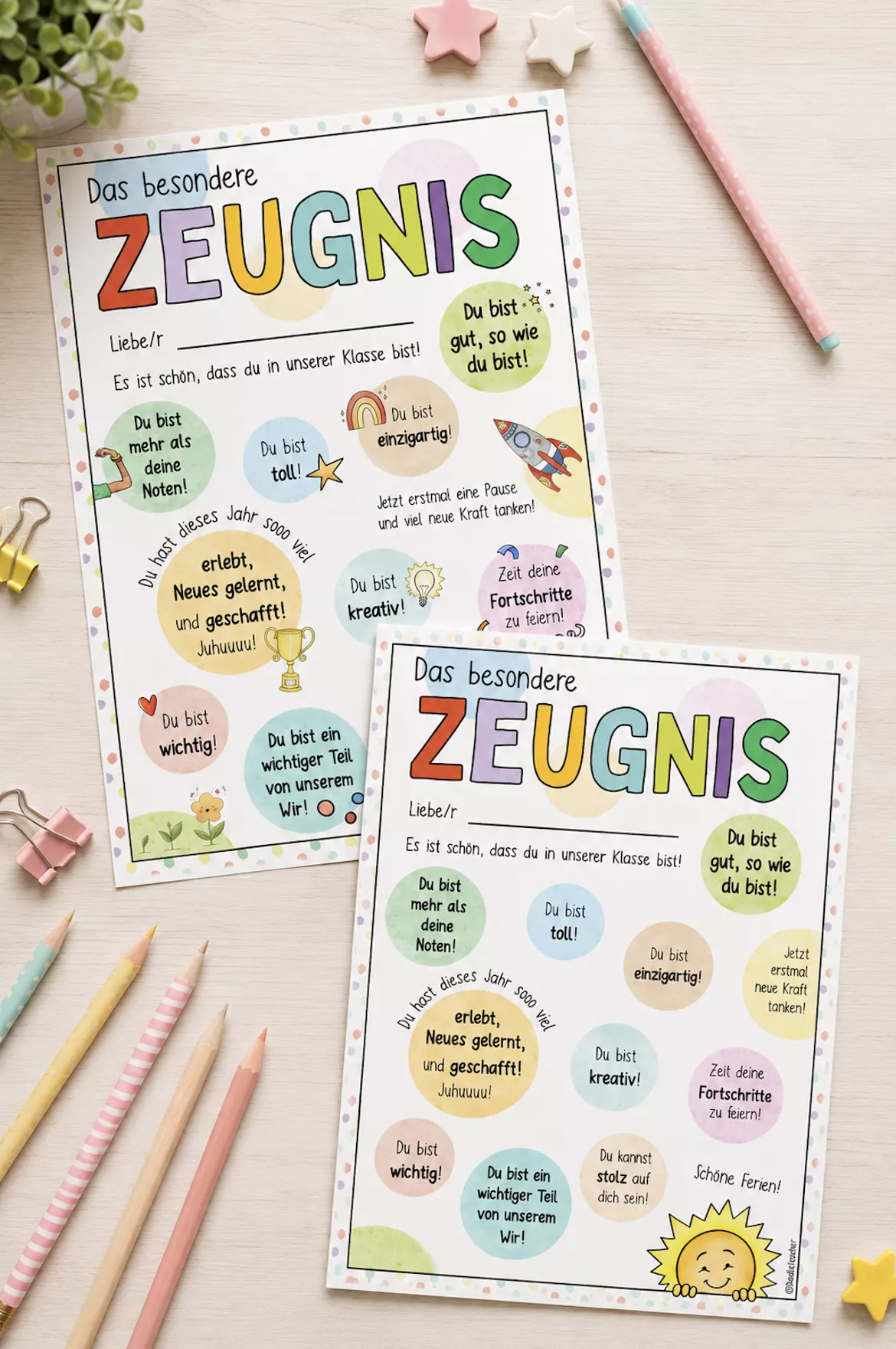 Bild in der Beschreibung des Unterrichtsmaterials Das besondere Zeugnis / Zeugniszusatz mit Mutmachern Grundschule von Doodleteacher #3