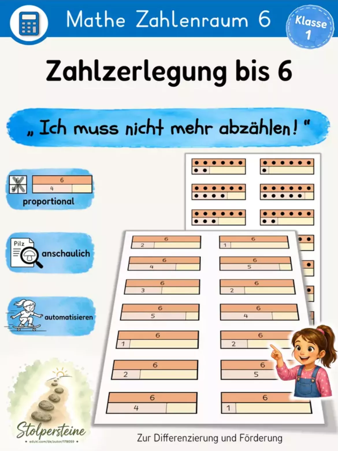Bild in der Beschreibung des Unterrichtsmaterials Subtraktion bis 6 mit Zahlzerlegungen verstehen von Stolpersteine #6