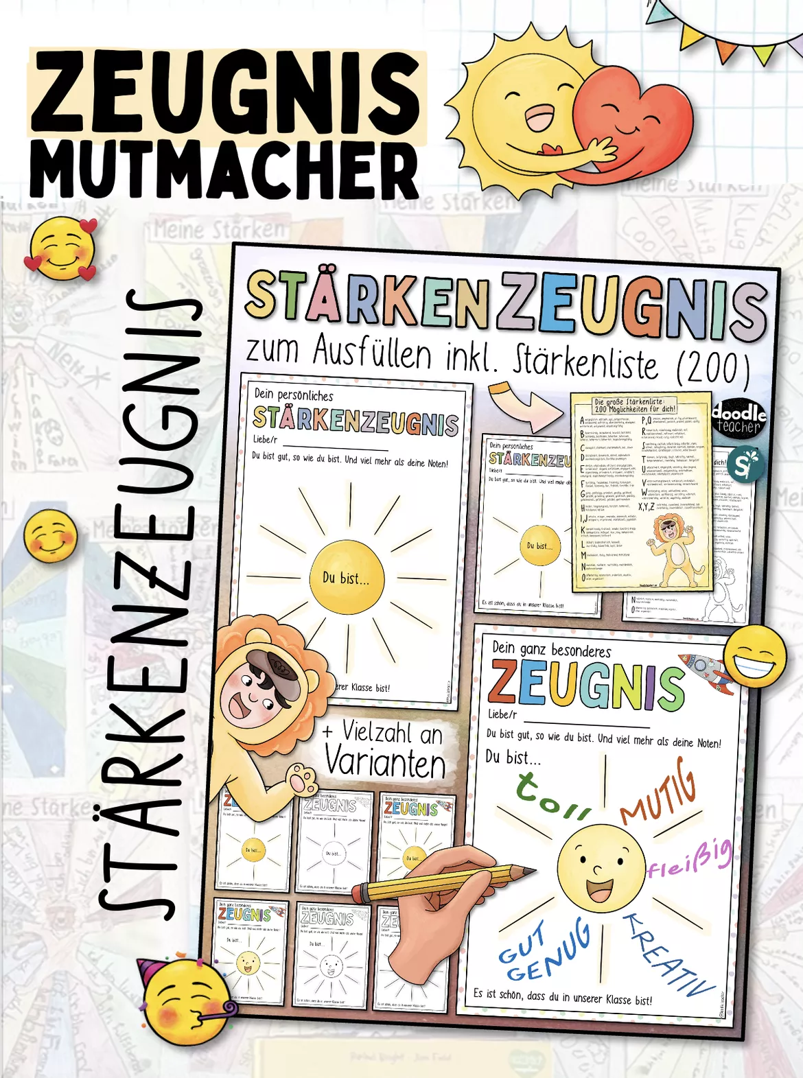 Bild in der Beschreibung des Unterrichtsmaterials Stärkenzeugnis Grundschule "Das starke Zeugnis" + Stärkenliste von Doodleteacher #2