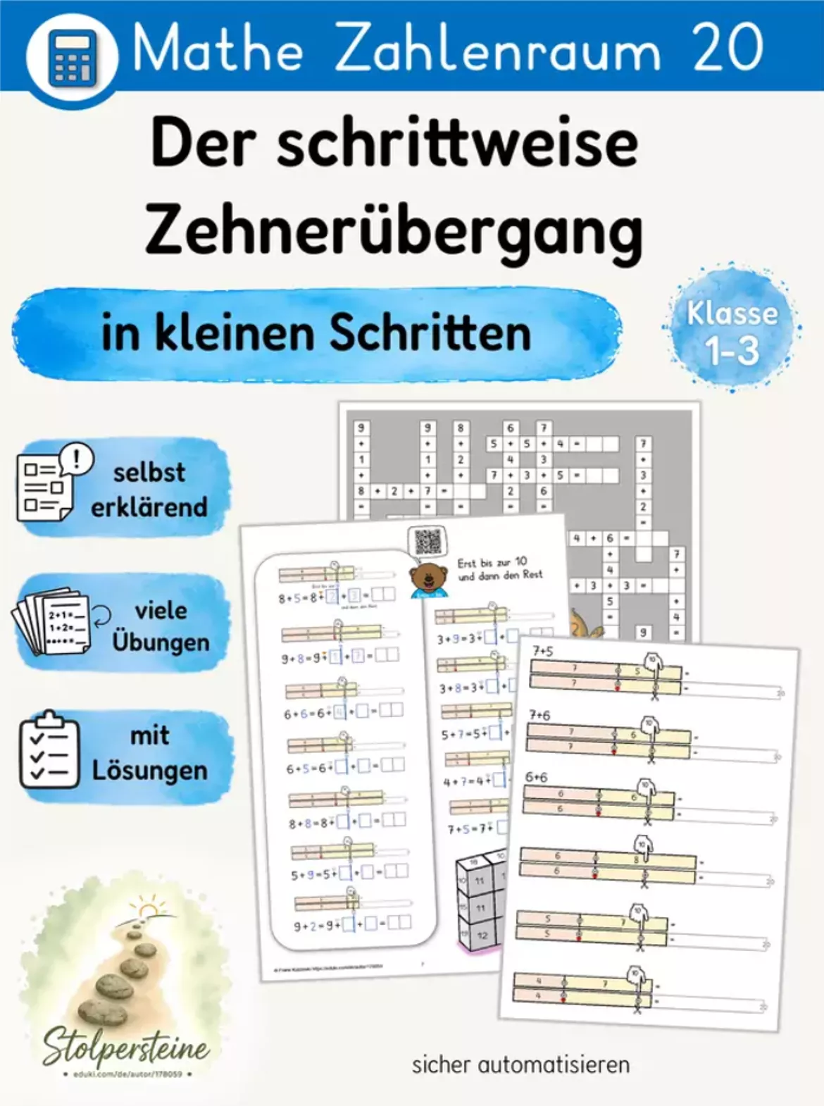 Bild in der Beschreibung des Unterrichtsmaterials Minusrechnen bis 10 - Kreuzzahlrätsel und Spiralen von Stolpersteine #8