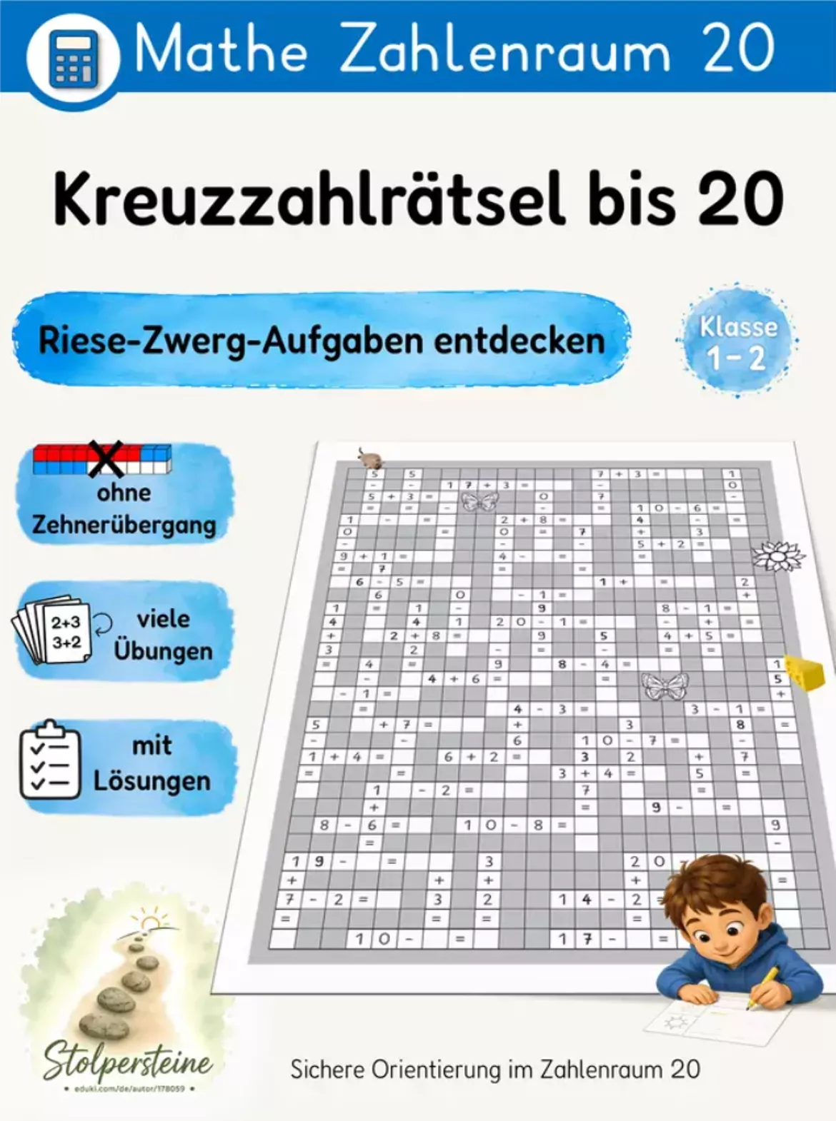 Bild in der Beschreibung des Unterrichtsmaterials Minusrechnen bis 10 - Kreuzzahlrätsel und Spiralen von Stolpersteine #7