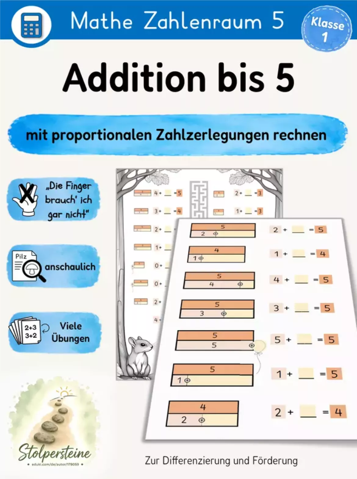 Bild in der Beschreibung des Unterrichtsmaterials Die Zahlen bis 4 erkennen, bündeln und zerlegen von Stolpersteine #3