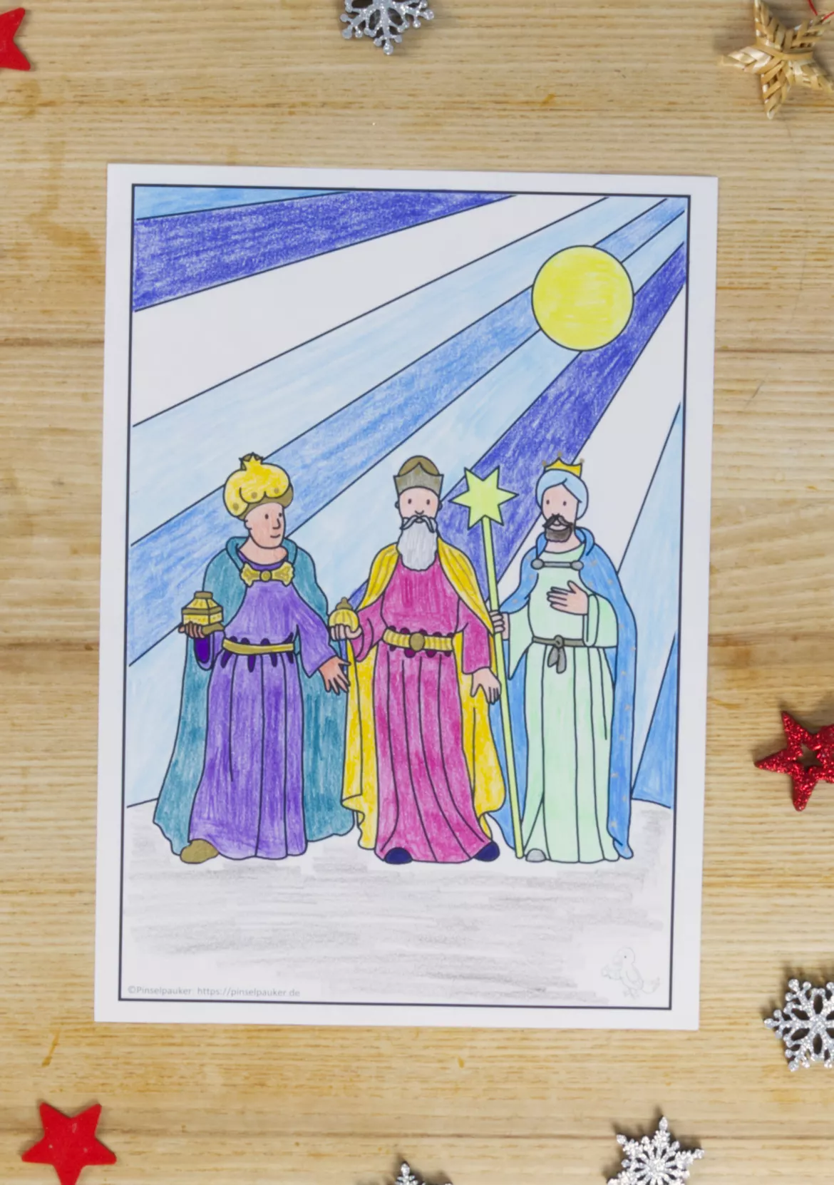 Bild in der Beschreibung des Unterrichtsmaterials Kunst Weihnachten, Heilige 3 Könige, Ausmalbild von Pinselpauker #1