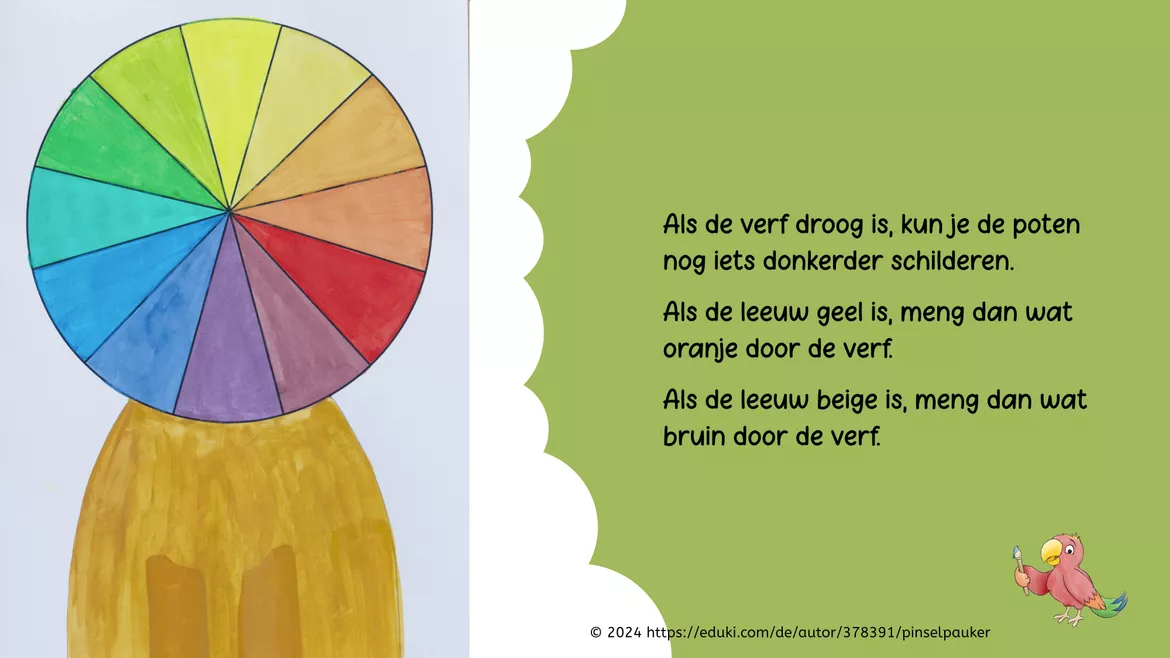 Bild in der Beschreibung des Unterrichtsmaterials Kunst: kleurenleer, kleurencirkel met kleine leeuw von Pinselpauker #3