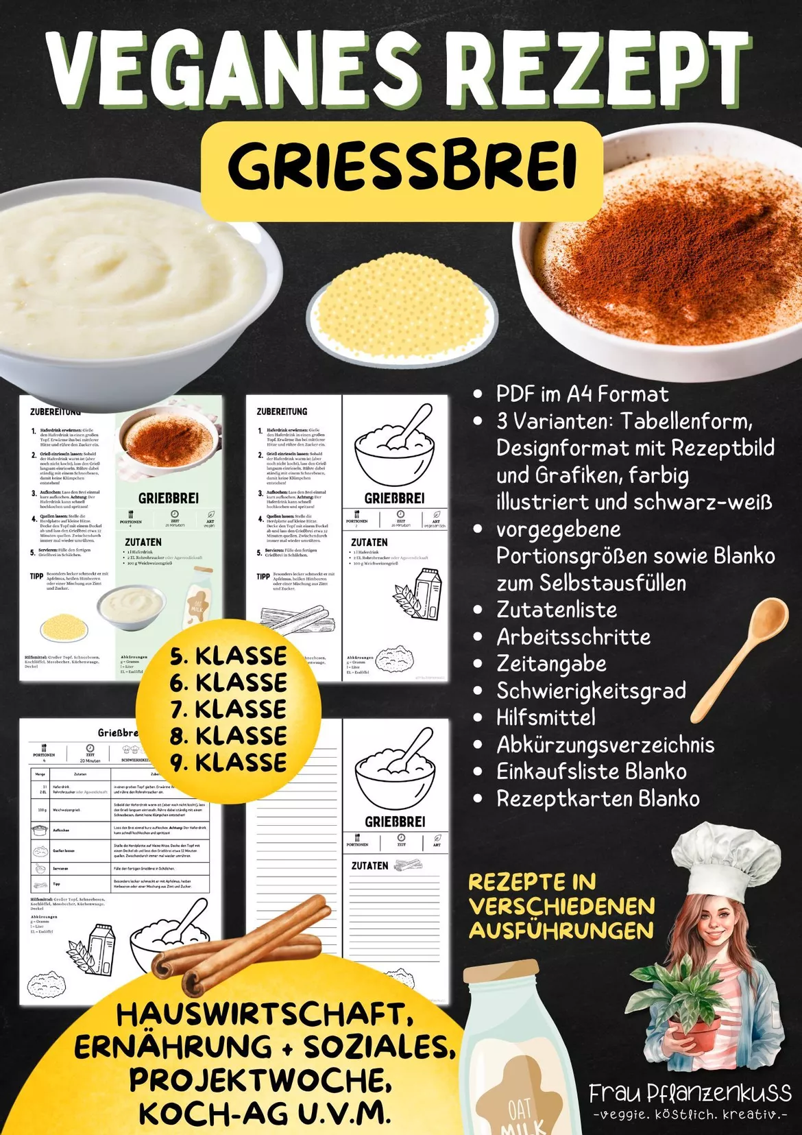 Bild in der Beschreibung des Unterrichtsmaterials Rezept: Grießbrei (vegetarisch oder vegan) | Hauswirtschaft & Ernährung | Klasse 5–9 von Frau Pflanzenkuss #2