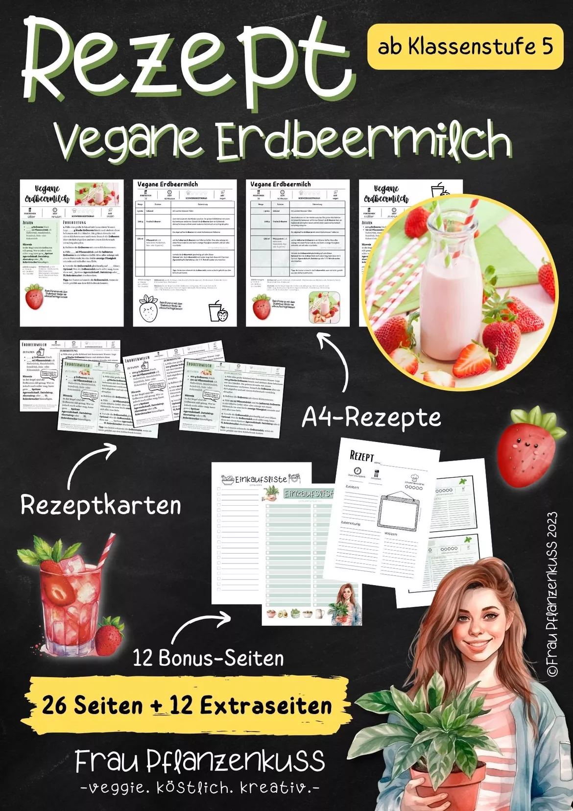 Bild in der Beschreibung des Unterrichtsmaterials Rezept: Vegane Erdbeermilch selbst herstellen | Getränkezubereitung | Hauswirtschaft & Ernährung | Klasse 5–9 von Frau Pflanzenkuss #2