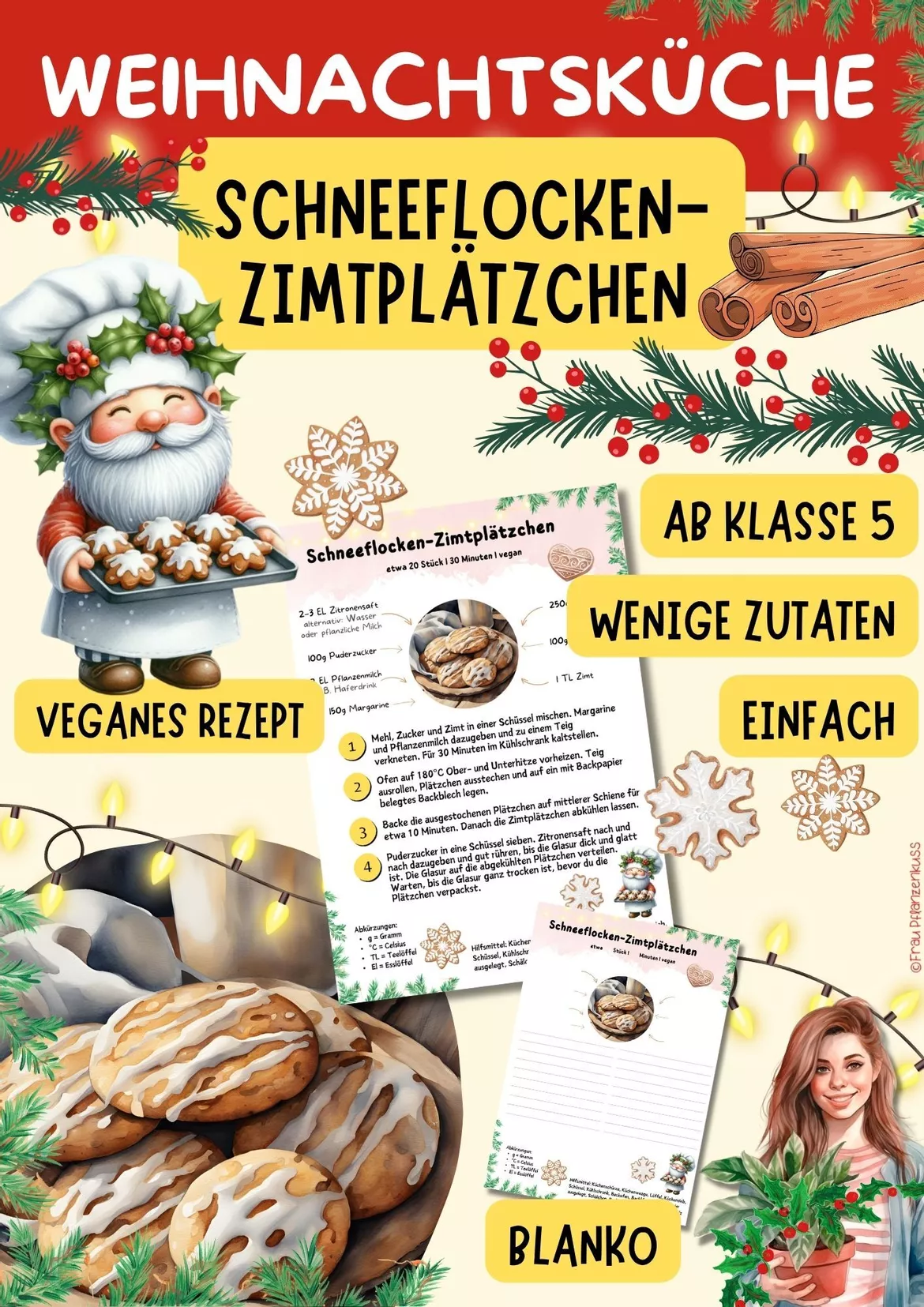 Bild in der Beschreibung des Unterrichtsmaterials Wichtelrezept: Schneeflocken-Zimtplätzchen | Vegane Weihnachtsbäckerei | Hauswirtschaft Klasse 5–9 von Frau Pflanzenkuss #2