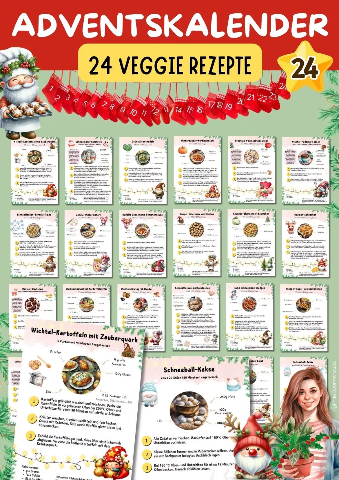 Bild in der Beschreibung des Unterrichtsmaterials Adventskalender Rezepte Schule | 24 vegane & vegetarische Wichtelrezepte | Hauswirtschaft von Frau Pflanzenkuss #2