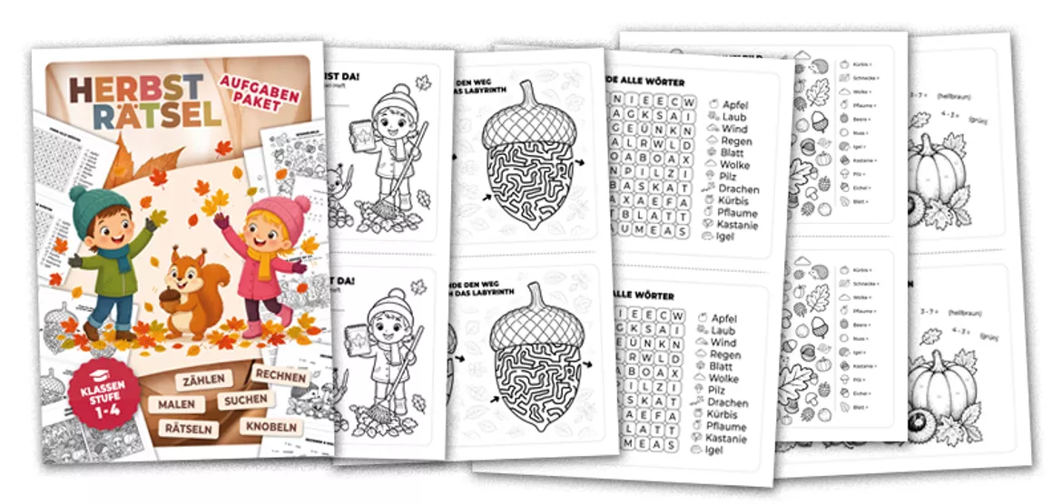 Bild in der Beschreibung des Unterrichtsmaterials Herbst | Rätsel | Heft | Freiarbeit | Klasse 1-4 von Fischers Wissen #2