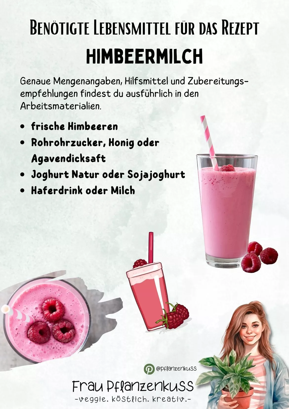 Bild in der Beschreibung des Unterrichtsmaterials Rezept: Himbeermilch | Vegetarisch | Hauswirtschaft & Ernährung | Klasse 5–9 von Frau Pflanzenkuss #1