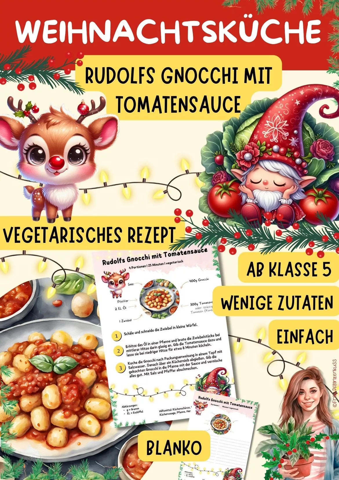 Bild in der Beschreibung des Unterrichtsmaterials Wichtelrezept: Rudolfs Gnocchi mit Tomatensauce | Vegetarisches Weihnachtsrezept | Hauswirtschaft Klasse 5–9 von Frau Pflanzenkuss #2