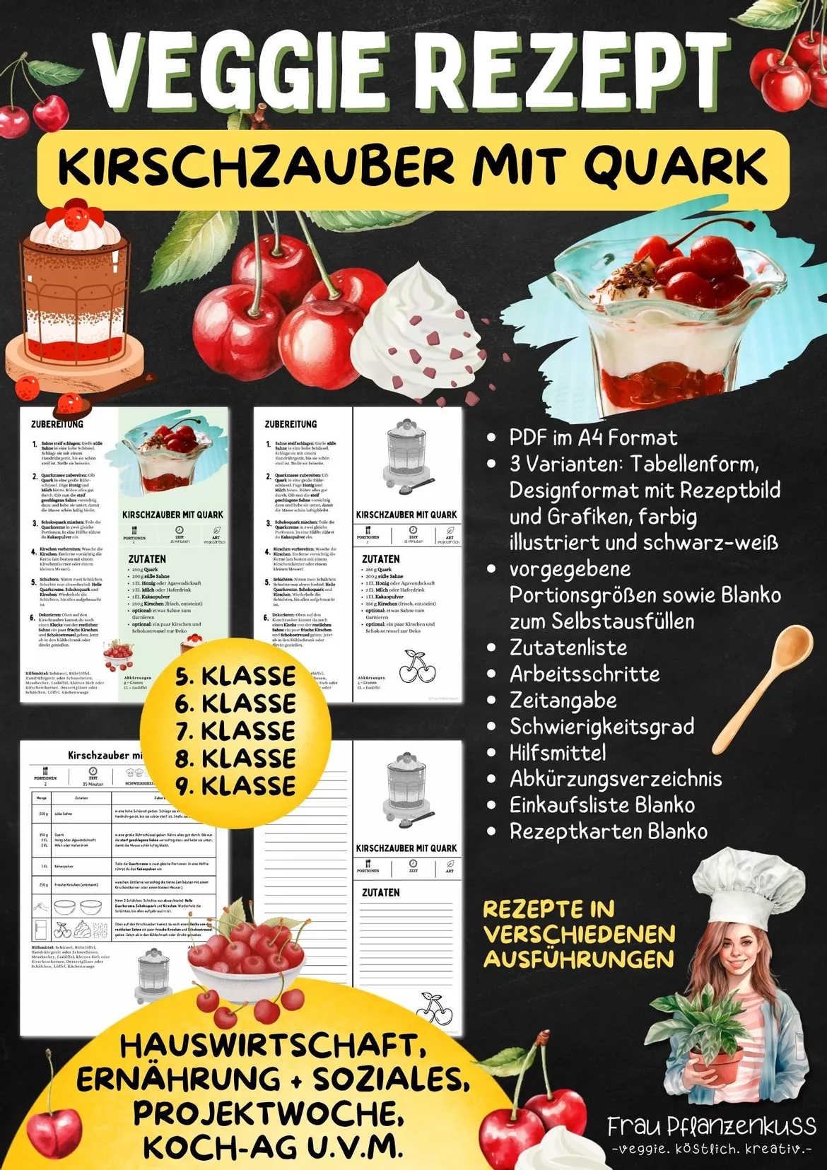 Bild in der Beschreibung des Unterrichtsmaterials Rezept: Kirschzauber mit Quark | Vegetarisch | Hauswirtschaft & Ernährung | Klasse 5–9 von Frau Pflanzenkuss #2