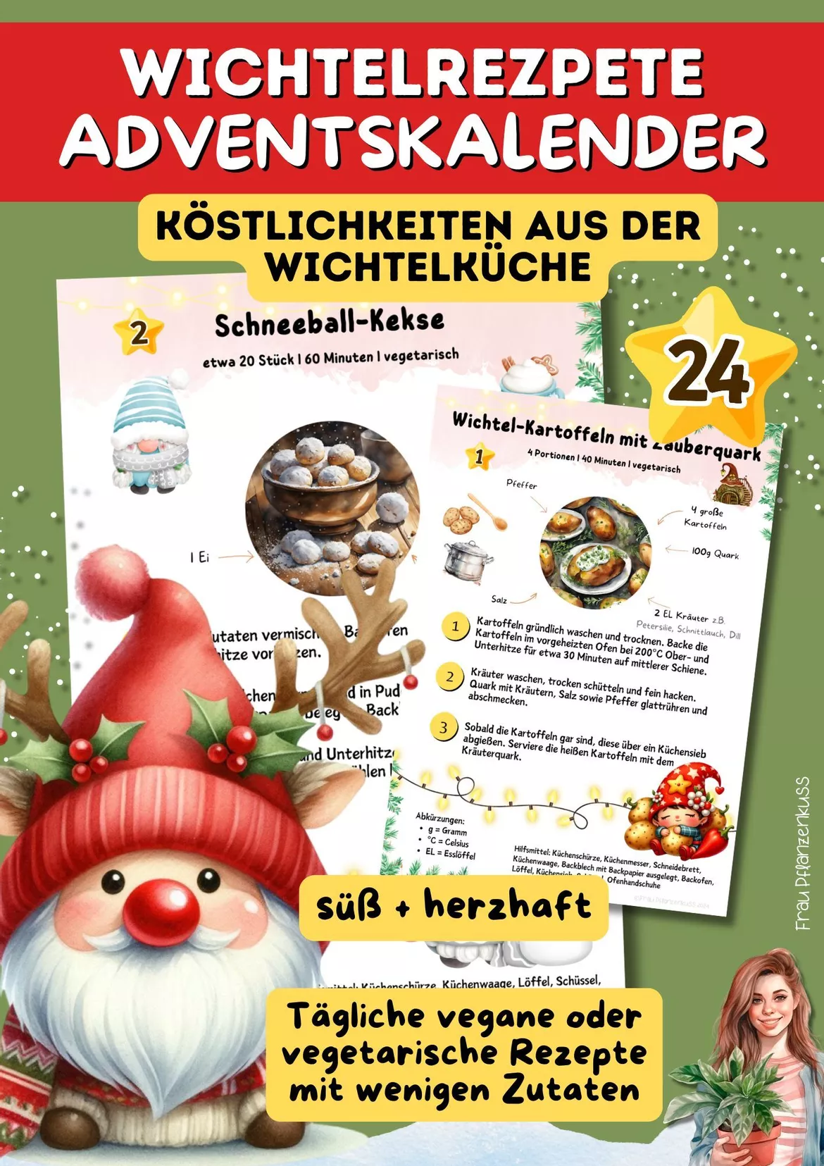 Bild in der Beschreibung des Unterrichtsmaterials Adventskalender Rezepte Schule | 24 vegane & vegetarische Wichtelrezepte | Hauswirtschaft von Frau Pflanzenkuss #5