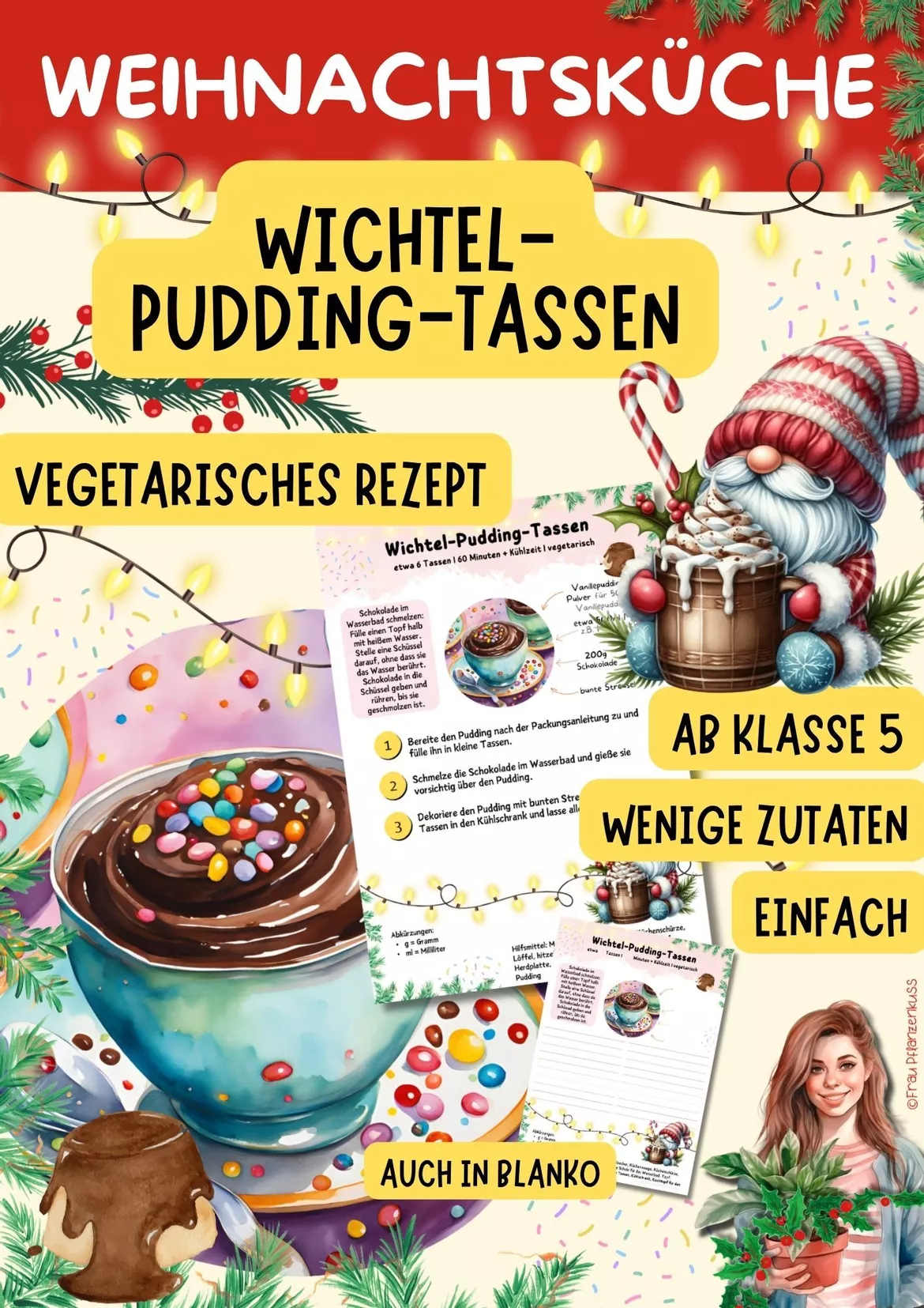 Bild in der Beschreibung des Unterrichtsmaterials Wichtelrezept: Wichtel-Pudding-Tassen | Vegetarisches Weihnachtsdessert | Hauswirtschaft Klasse 5–9 von Frau Pflanzenkuss #2