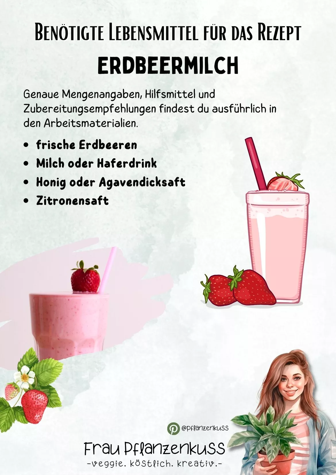 Bild in der Beschreibung des Unterrichtsmaterials Rezept: Erdbeermilch | Vegetarisch | Hauswirtschaft & Ernährung | Klasse 5–9 von Frau Pflanzenkuss #1