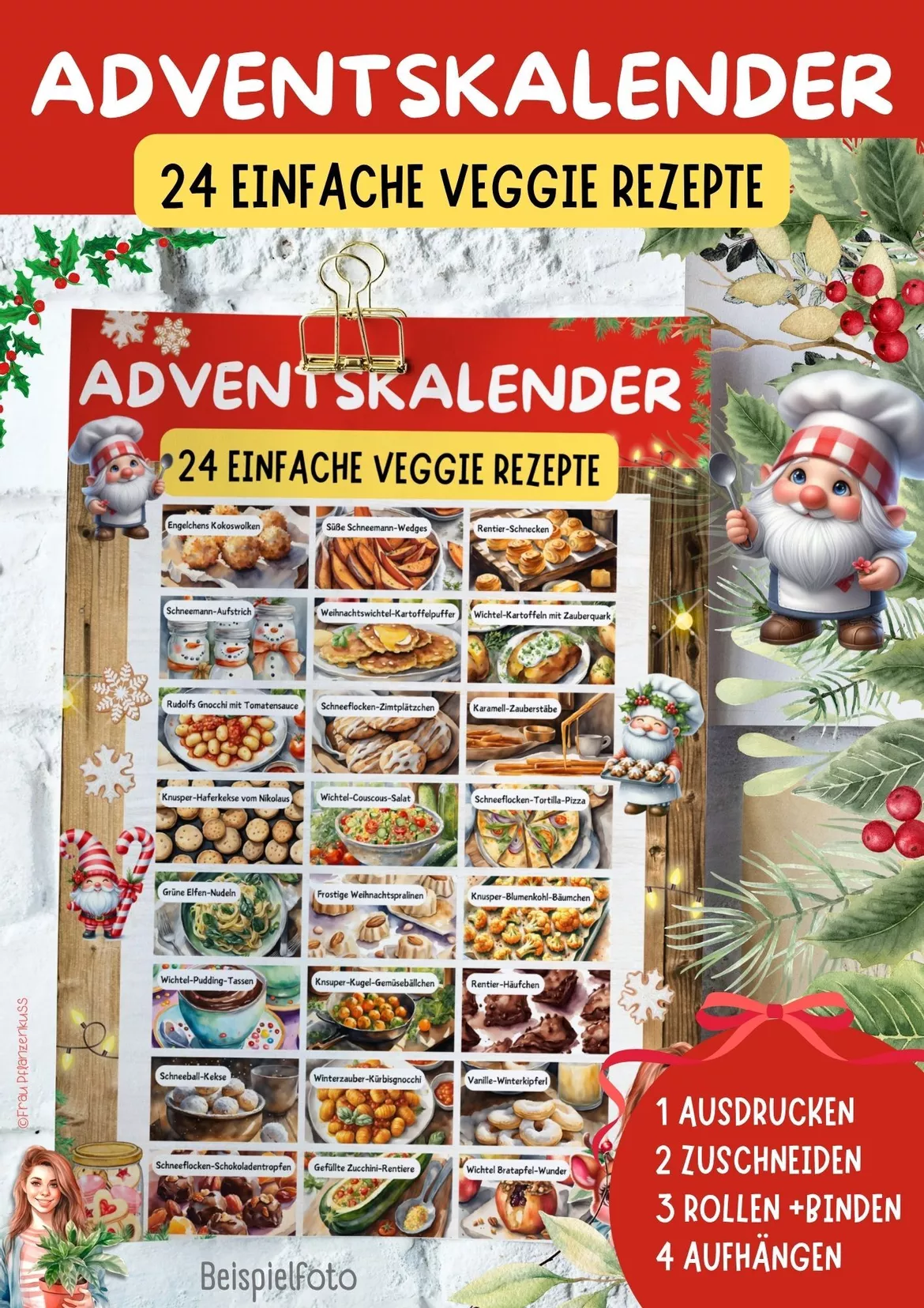 Bild in der Beschreibung des Unterrichtsmaterials Adventskalender Rezepte Schule | 24 vegane & vegetarische Wichtelrezepte | Hauswirtschaft von Frau Pflanzenkuss #4