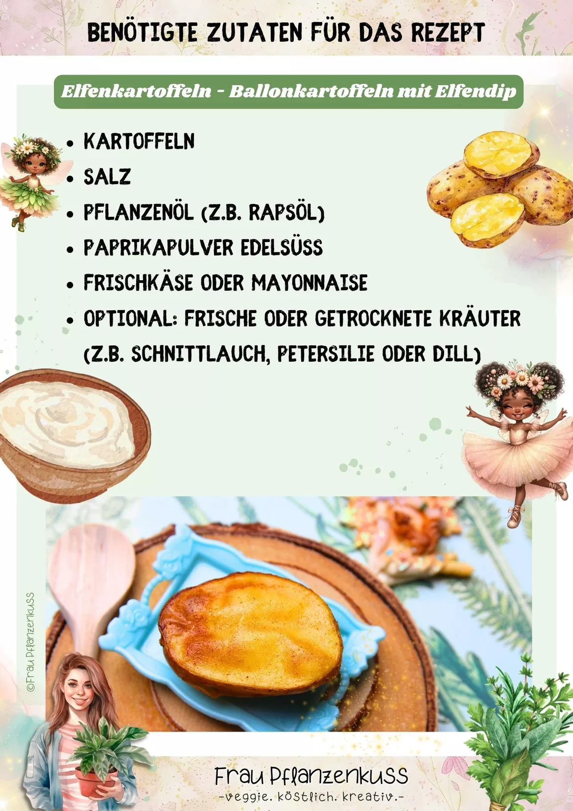 Bild in der Beschreibung des Unterrichtsmaterials Elfenrezept: Ballonkartoffeln mit Elfendip | Kreatives Kartoffelrezept | Schule & Projekte | Klasse 3–6 von Frau Pflanzenkuss #1