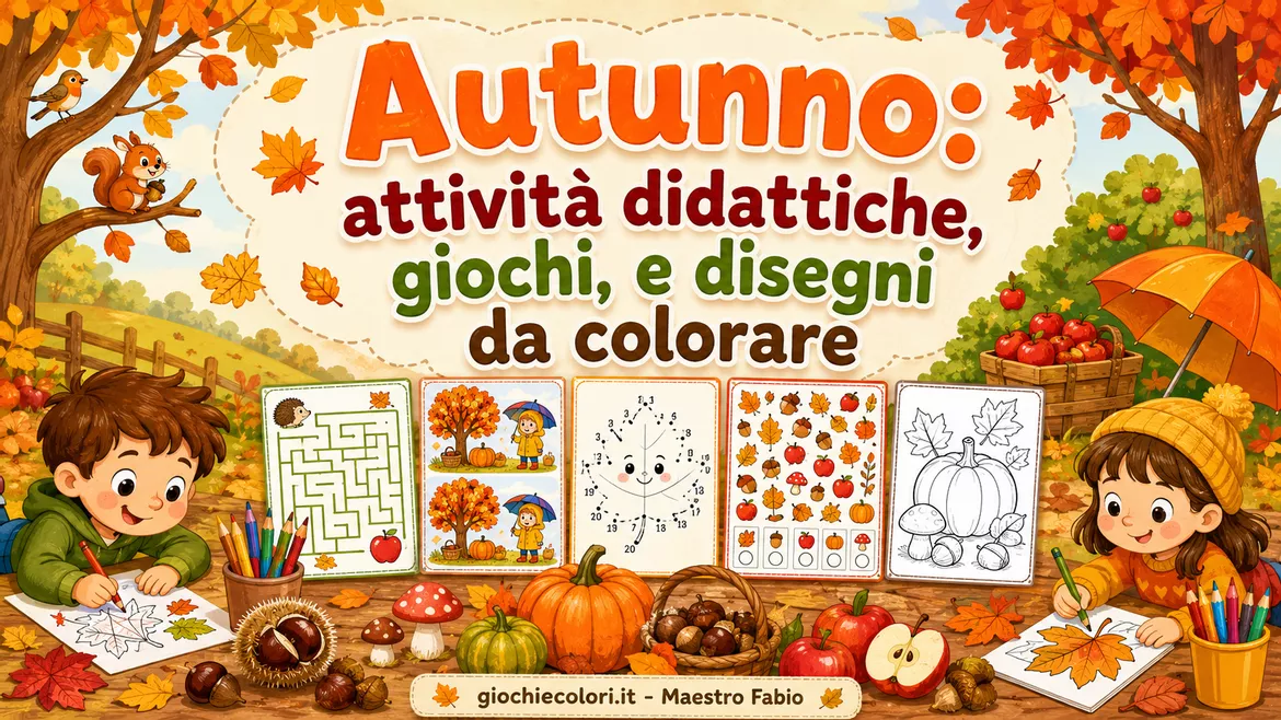 Bild in der Beschreibung des Unterrichtsmaterials Autunno: attività didattiche, giochi e disegni da colorare von Maestro Fabio Giochiecolori #1