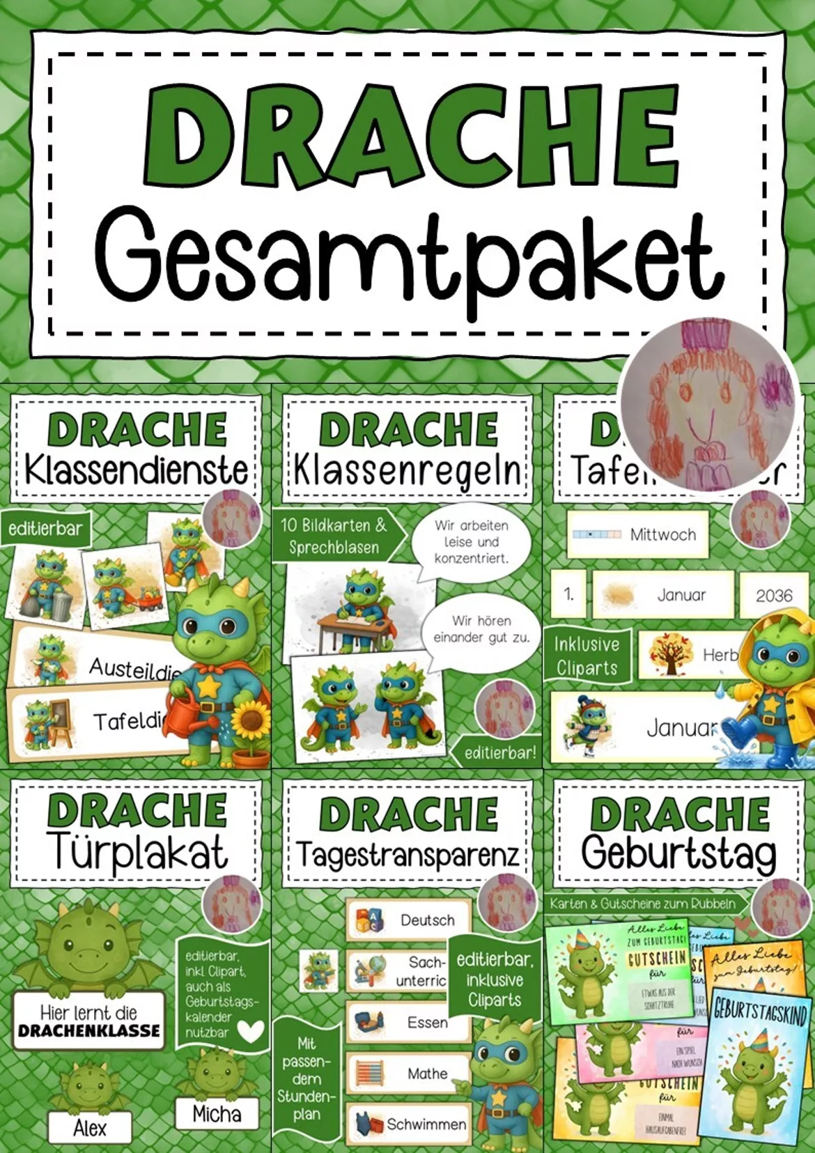 Bild in der Beschreibung des Unterrichtsmaterials Drachenklasse Reisetagebuch Klassentier Drache von Abenteuer Grundschule #1