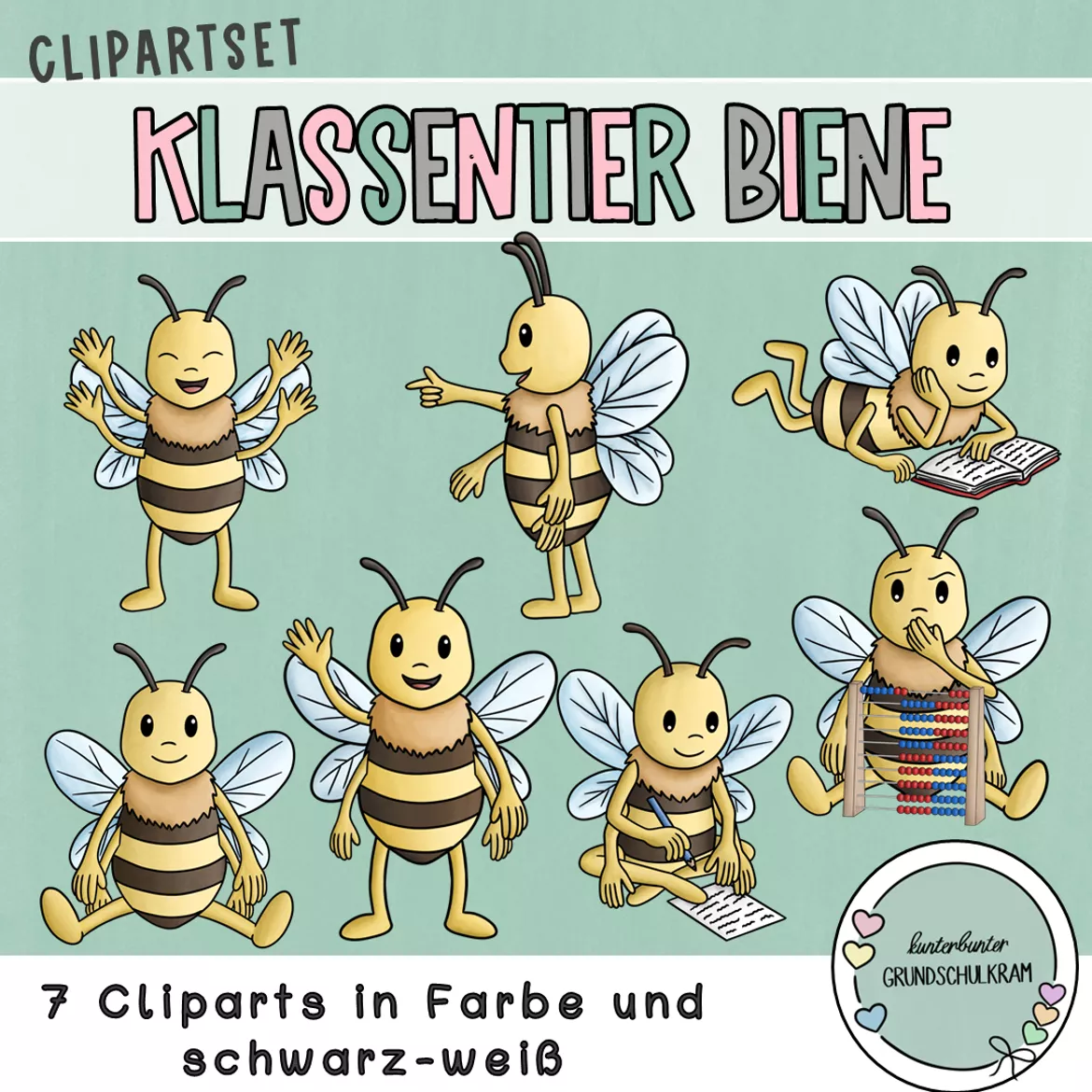 Bild in der Beschreibung des Unterrichtsmaterials Bienenklasse Materialpaket – Klassenzimmer Deko Grundschule Klasse 1 | Klassentier Biene | Classroom Management | Organisation & Einschulung von kunterbunter_Grundschulkram #1
