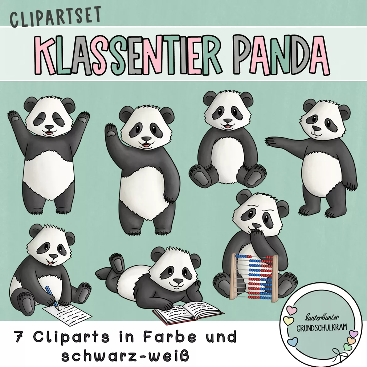 Bild in der Beschreibung des Unterrichtsmaterials Pandaklasse Materialpaket – Klassenzimmer Deko Grundschule Klasse 1 | Klassentier Panda | Classroom Management | Organisation & Einschulung von kunterbunter_Grundschulkram #1