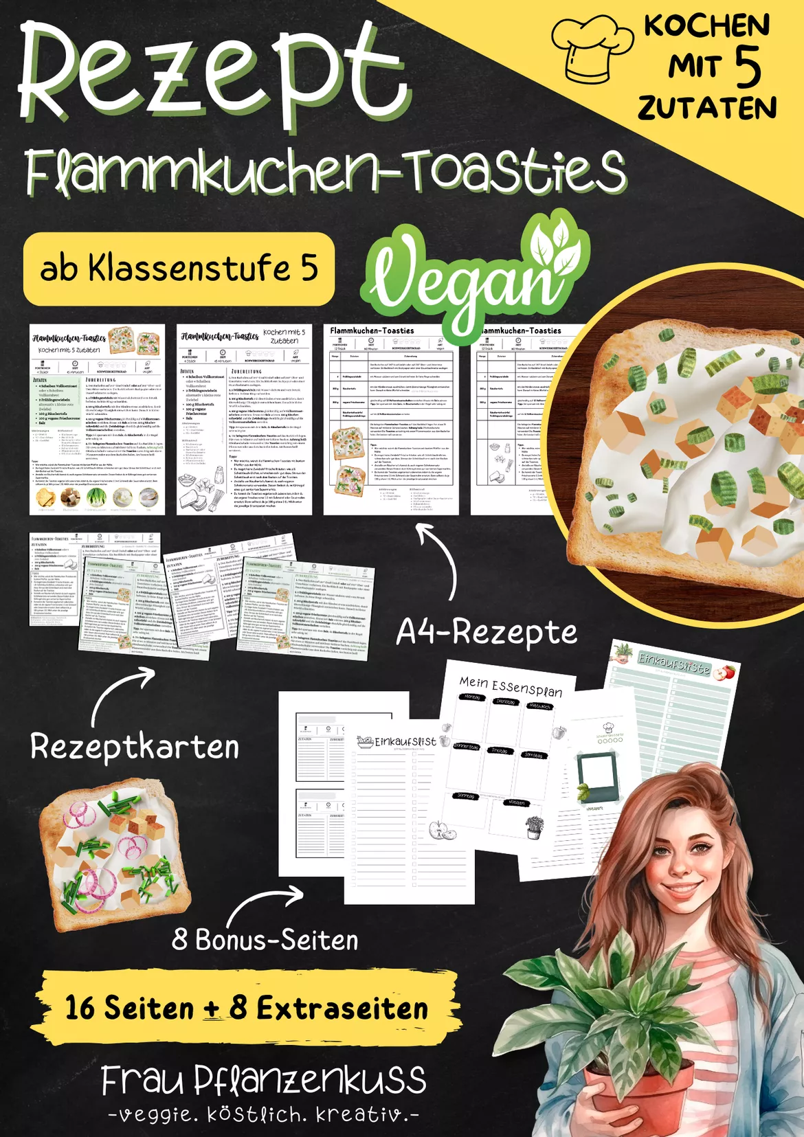Bild in der Beschreibung des Unterrichtsmaterials Rezept: Vegane Flammkuchen-Toasties | vegan | Hauswirtschaft & Ernährung | Klasse 5–9 von Frau Pflanzenkuss #5