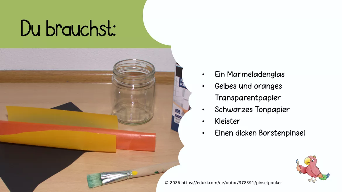 Bild in der Beschreibung des Unterrichtsmaterials Kunst Halloween, Lichterglas basteln, Herbst von Pinselpauker #2