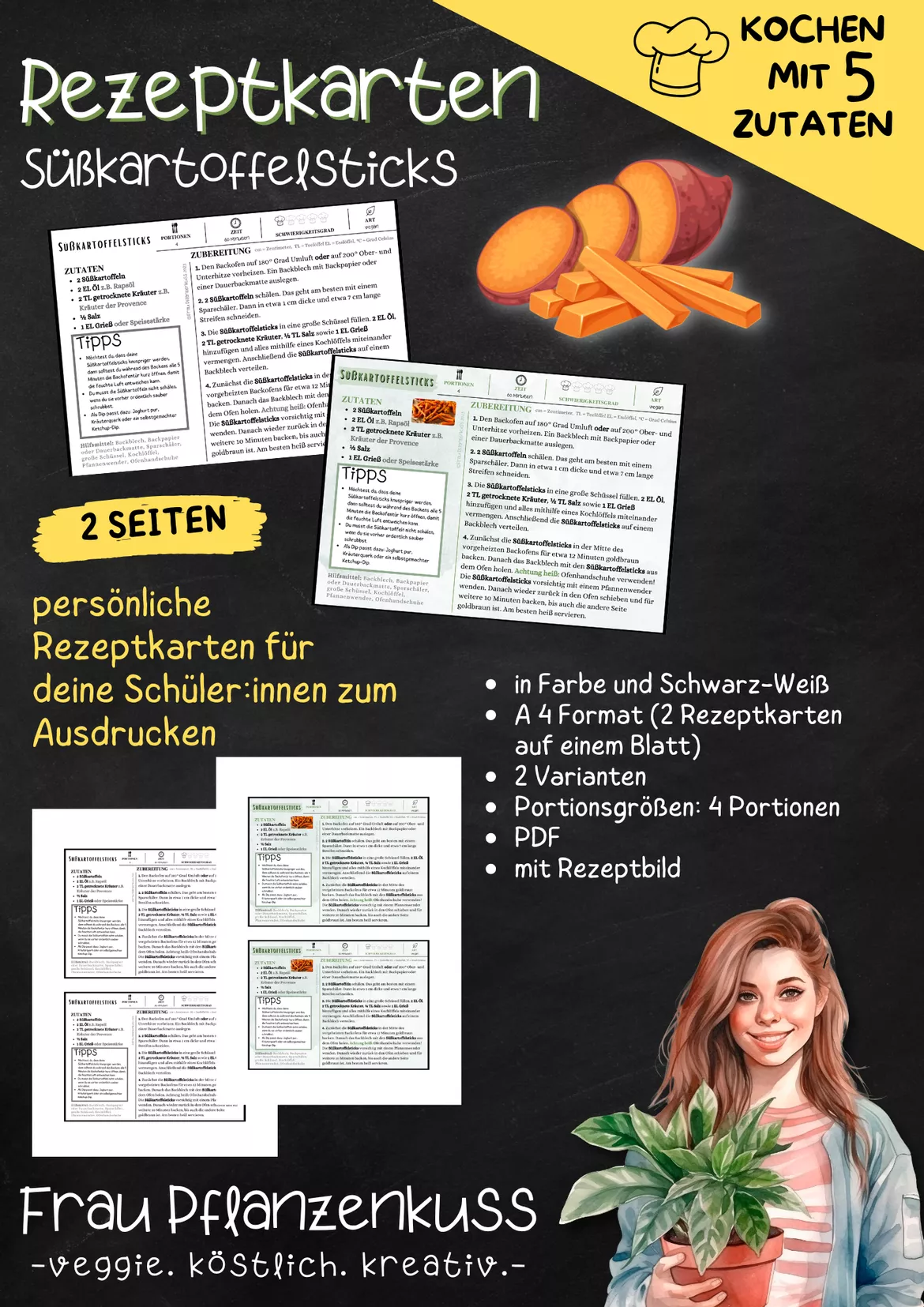 Bild in der Beschreibung des Unterrichtsmaterials Rezept: Süßkartoffelsticks aus dem Ofen | vegan | Hauswirtschaft & Ernährung | Klasse 5–9 von Frau Pflanzenkuss #3