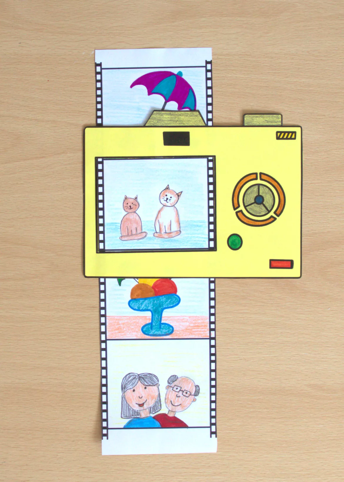 Bild in der Beschreibung des Unterrichtsmaterials Kunst Grundschule, Fotoapparat Ferienerlebnisse, Ferienerzählung von Pinselpauker #1
