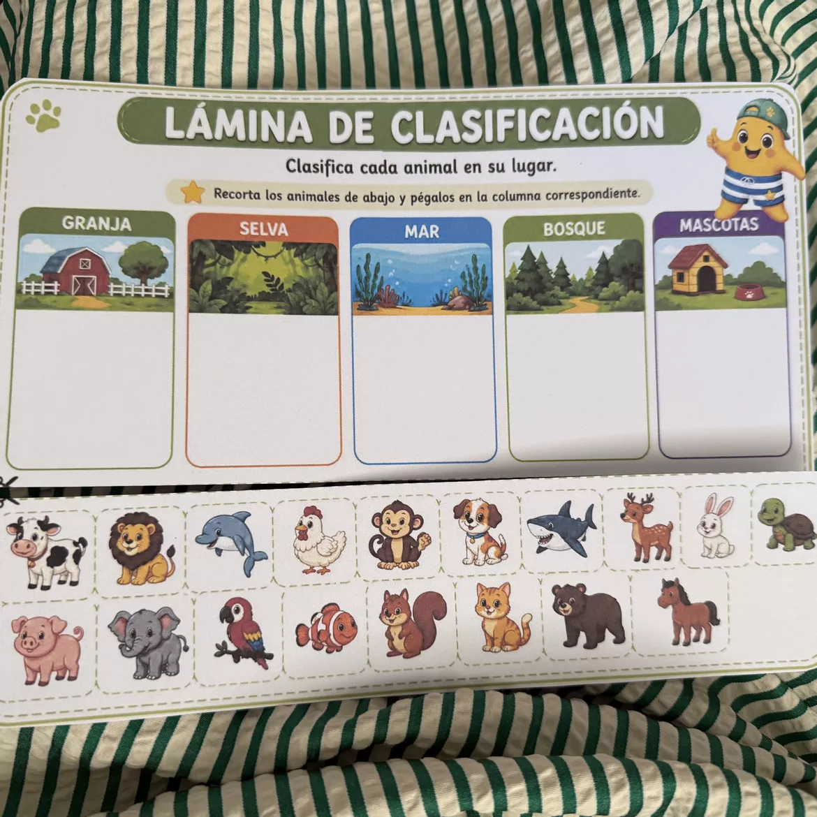Bild in der Beschreibung des Unterrichtsmaterials Clasifica los animales. Láminas manipulativas de hábitats. Educación Infantil. Primaria. Estrellín von Aprende con MariaSoto #1