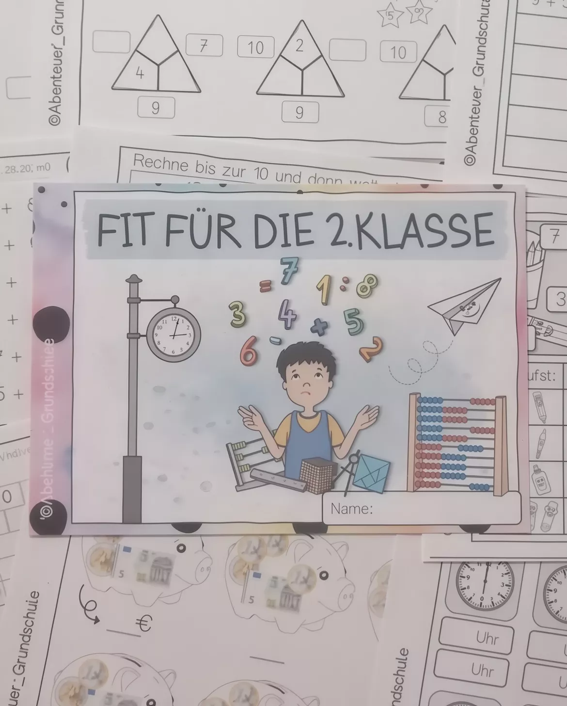 Bild in der Beschreibung des Unterrichtsmaterials Schuljahresbeginn Fit für die 2. Klasse - Wiederholungsheft für den Mathestoff der 1. Klasse von Abenteuer Grundschule #1