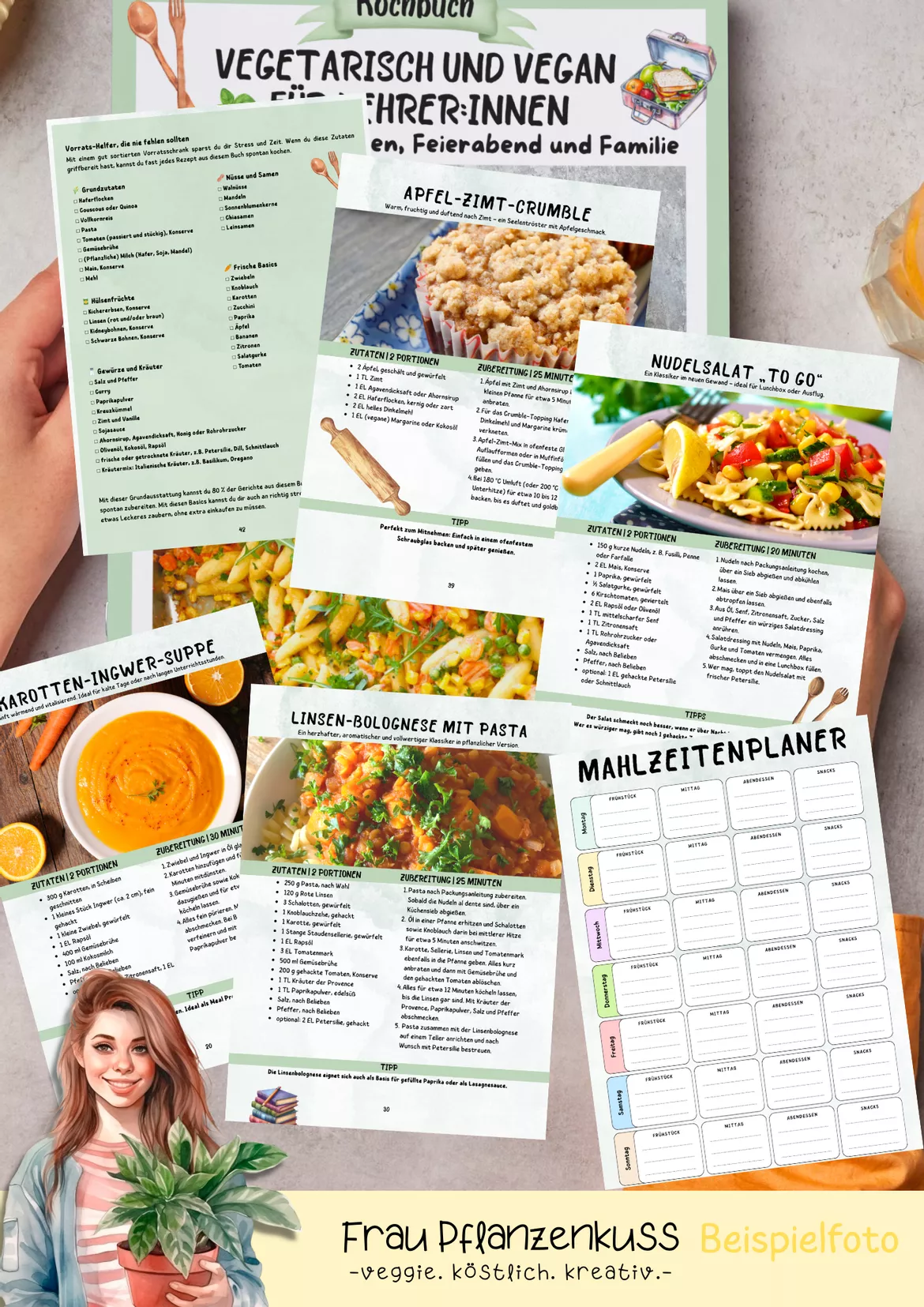 Bild in der Beschreibung des Unterrichtsmaterials eBook Kochbuch: Vegetarisch & vegan für Lehrer:innen | Rezepte für Pausen, Feierabend & Familie von Frau Pflanzenkuss #3