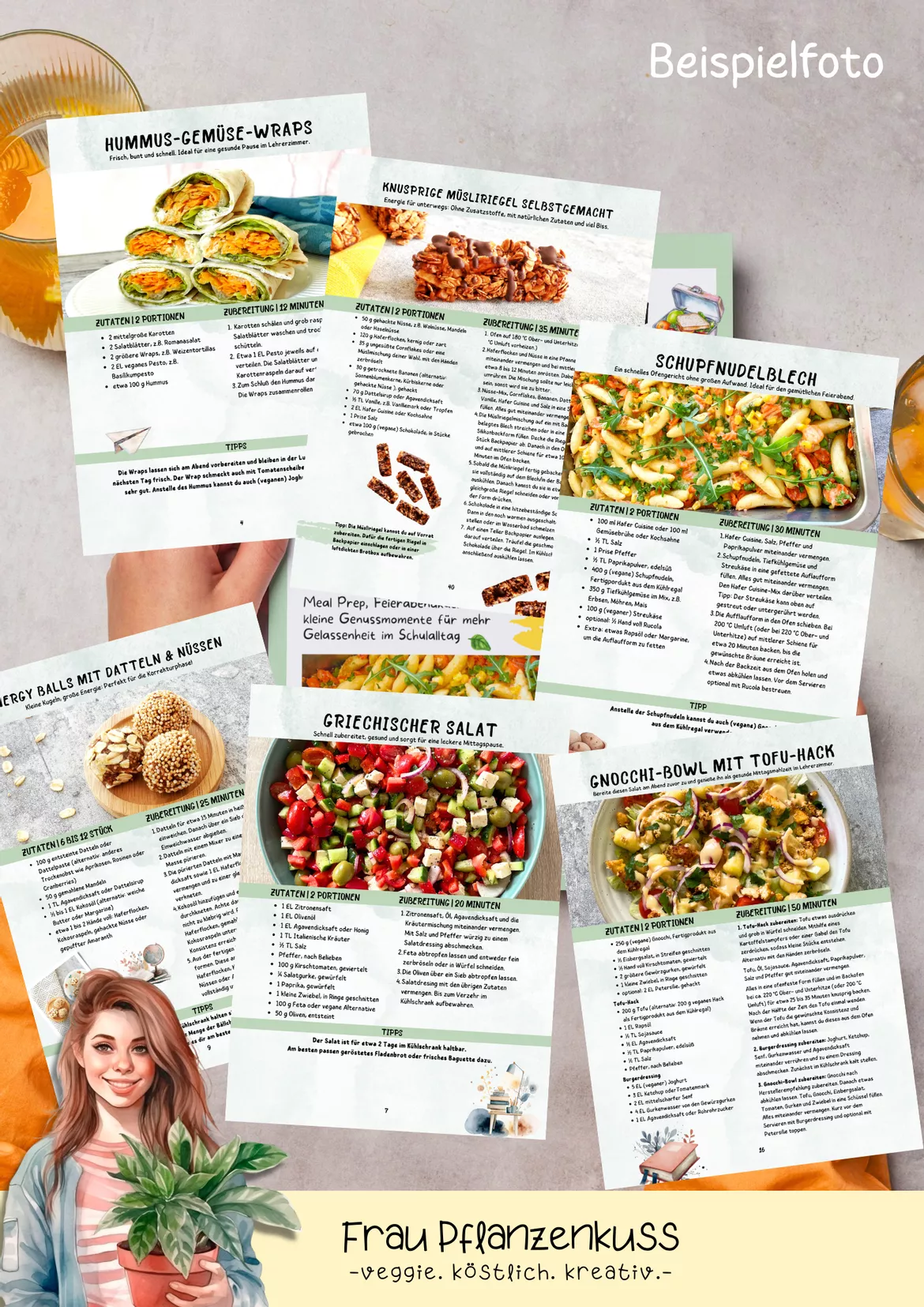 Bild in der Beschreibung des Unterrichtsmaterials eBook Kochbuch: Vegetarisch & vegan für Lehrer:innen | Rezepte für Pausen, Feierabend & Familie von Frau Pflanzenkuss #2