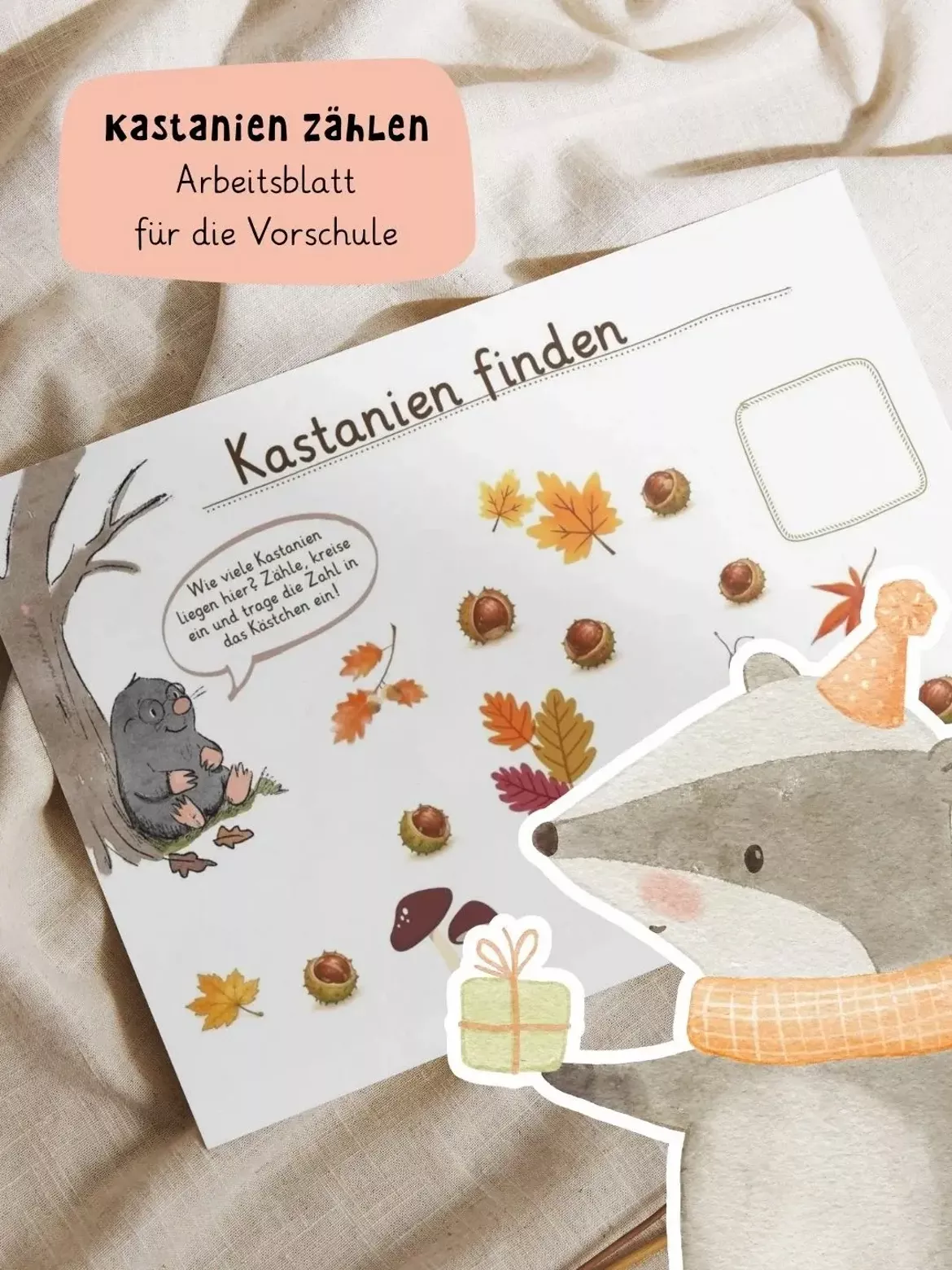 Bild in der Beschreibung des Unterrichtsmaterials Vorschulheft Herbst: 34 Arbeitsblätter für die Vorschule von Wilma Wochenwurm #1