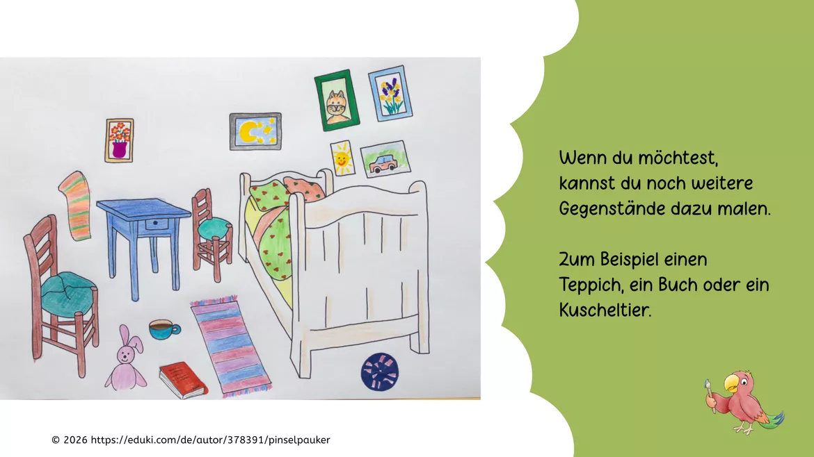 Bild in der Beschreibung des Unterrichtsmaterials Kunst Vincent van Gogh, Schlafzimmer in Arles, Grundschule von Pinselpauker #2