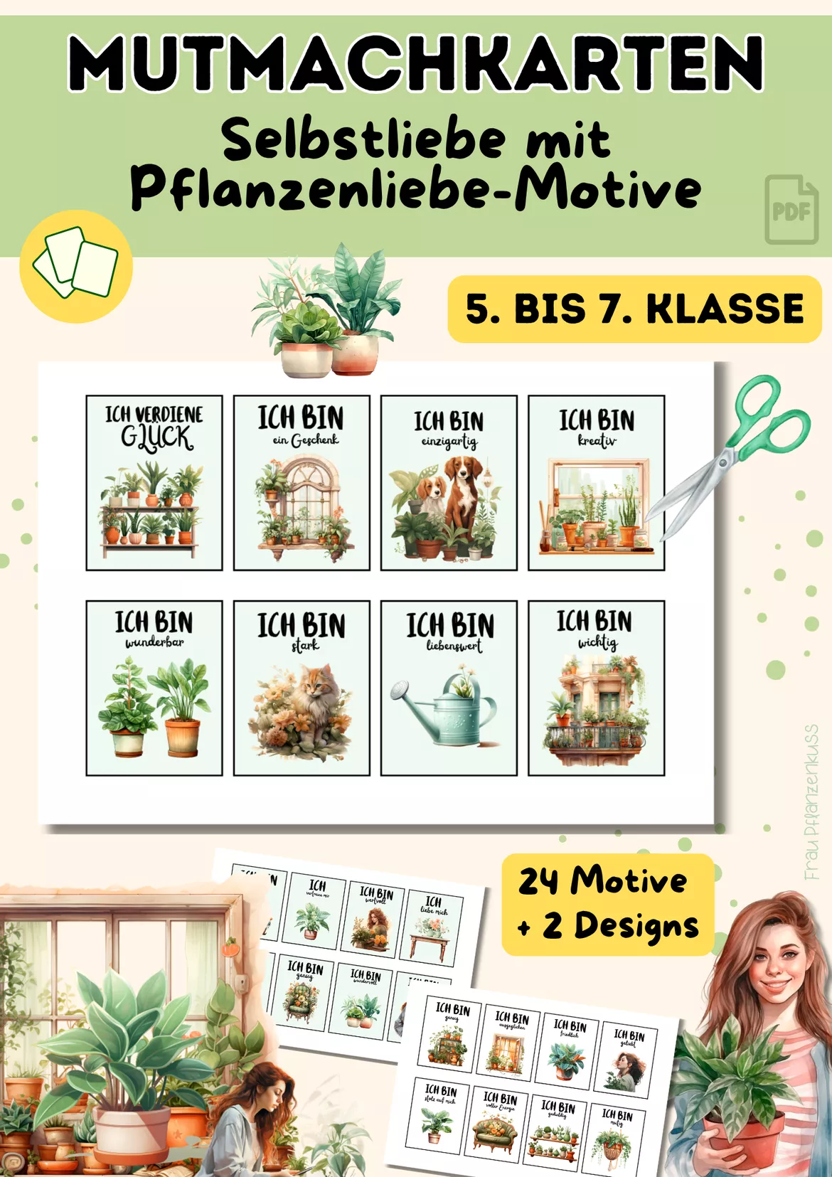 Bild in der Beschreibung des Unterrichtsmaterials Mutmachkarten Pflanzenliebe | Positive Affirmationen für mehr Selbstvertrauen | Klasse 5–7 von Frau Pflanzenkuss #2