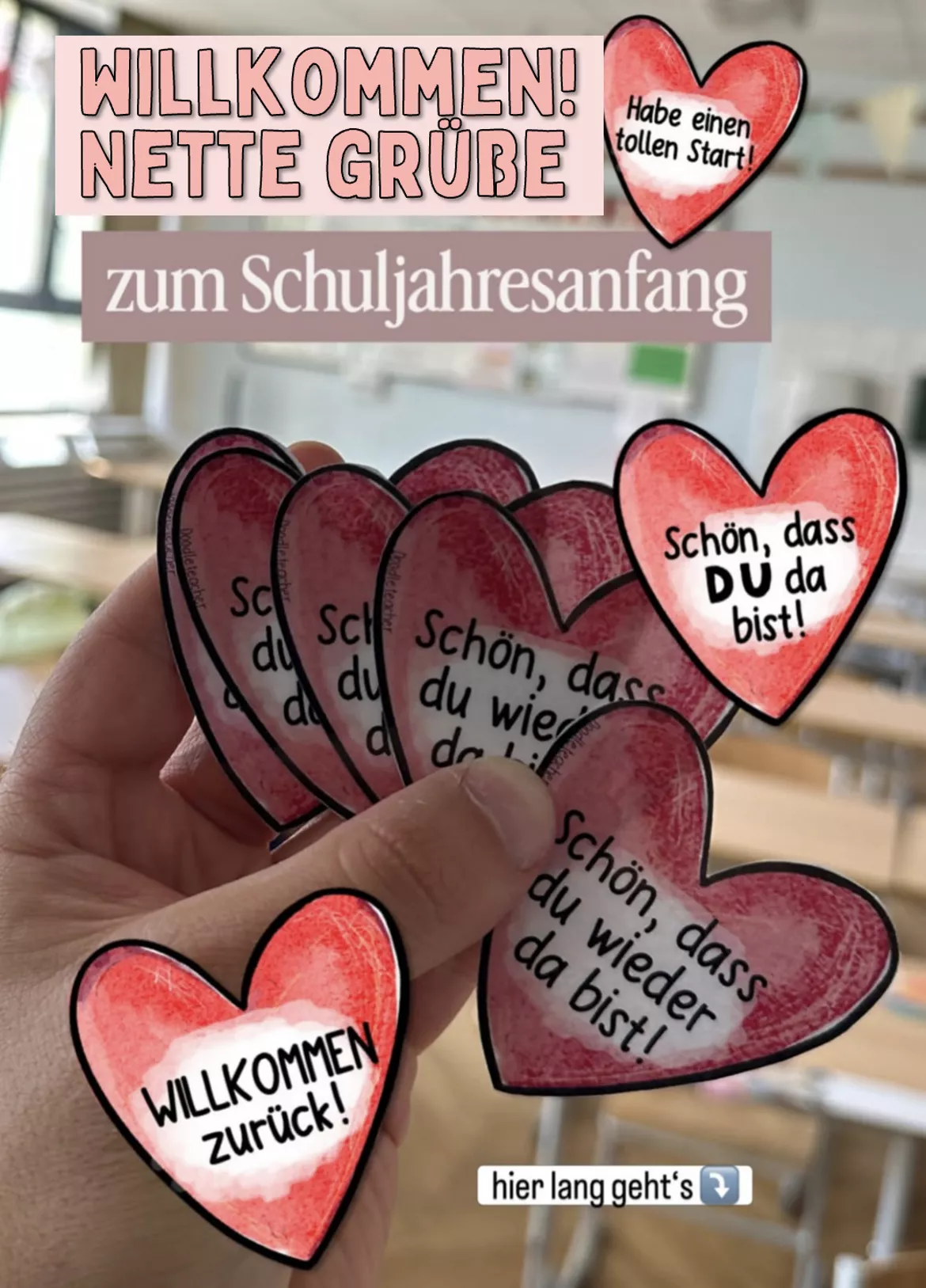 Bild in der Beschreibung des Unterrichtsmaterials Willkommensgrüße ♥️ - Herz Version / Herzen / Gute Besserung Schuljahresanfang Schulstart Begrüßung von Doodleteacher #2