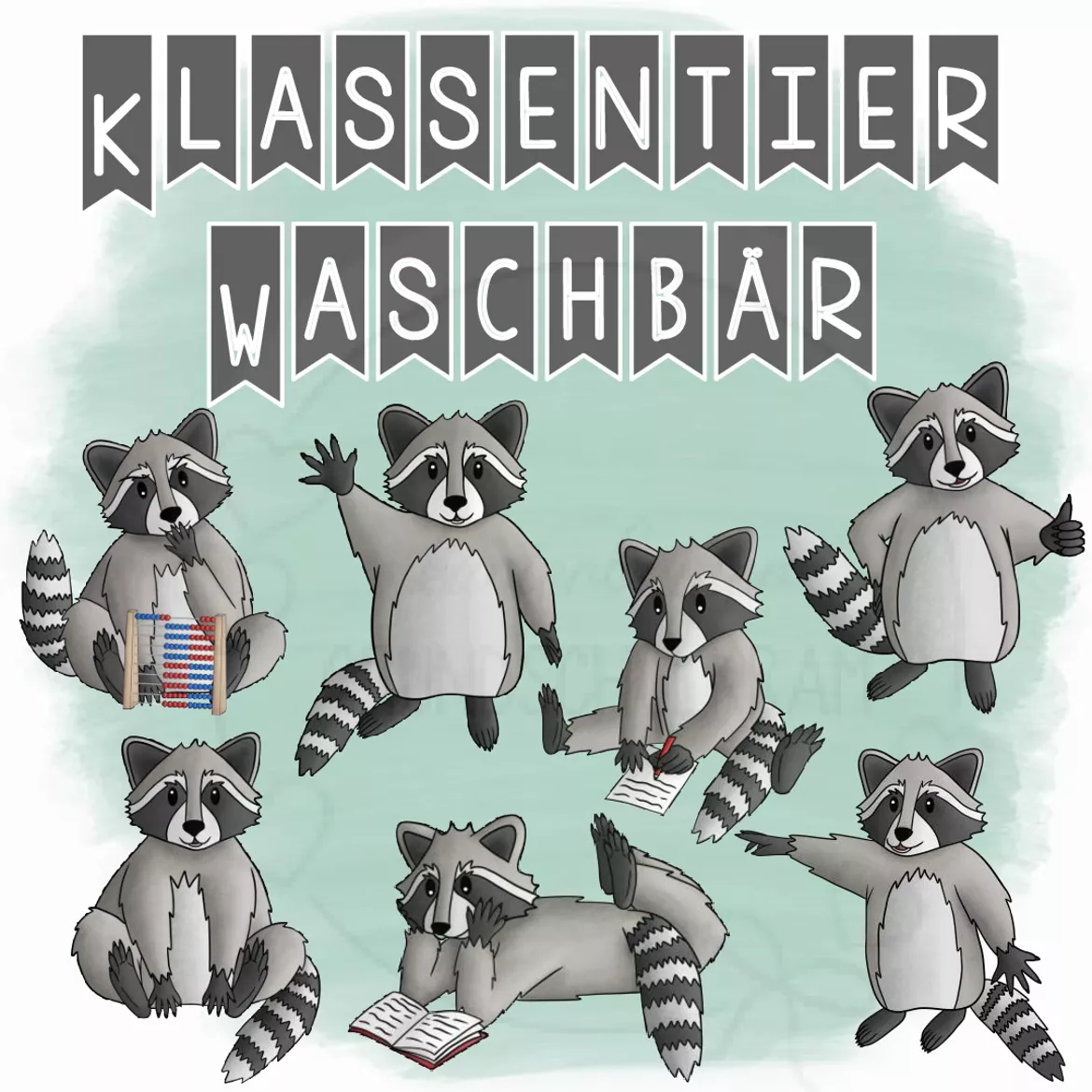 Bild in der Beschreibung des Unterrichtsmaterials Waschbärenklasse - Materialpaket / Klassentier Waschbär von kunterbunter_Grundschulkram #1