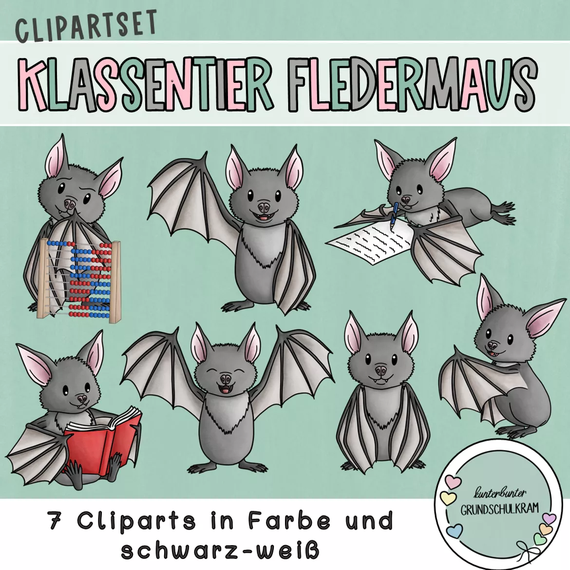 Bild in der Beschreibung des Unterrichtsmaterials Fledermausklasse Materialpaket – Klassenzimmer Deko Grundschule Klasse 1 | Klassentier Fledermaus | Classroom Management | Organisation & Einschulung von kunterbunter_Grundschulkram #1