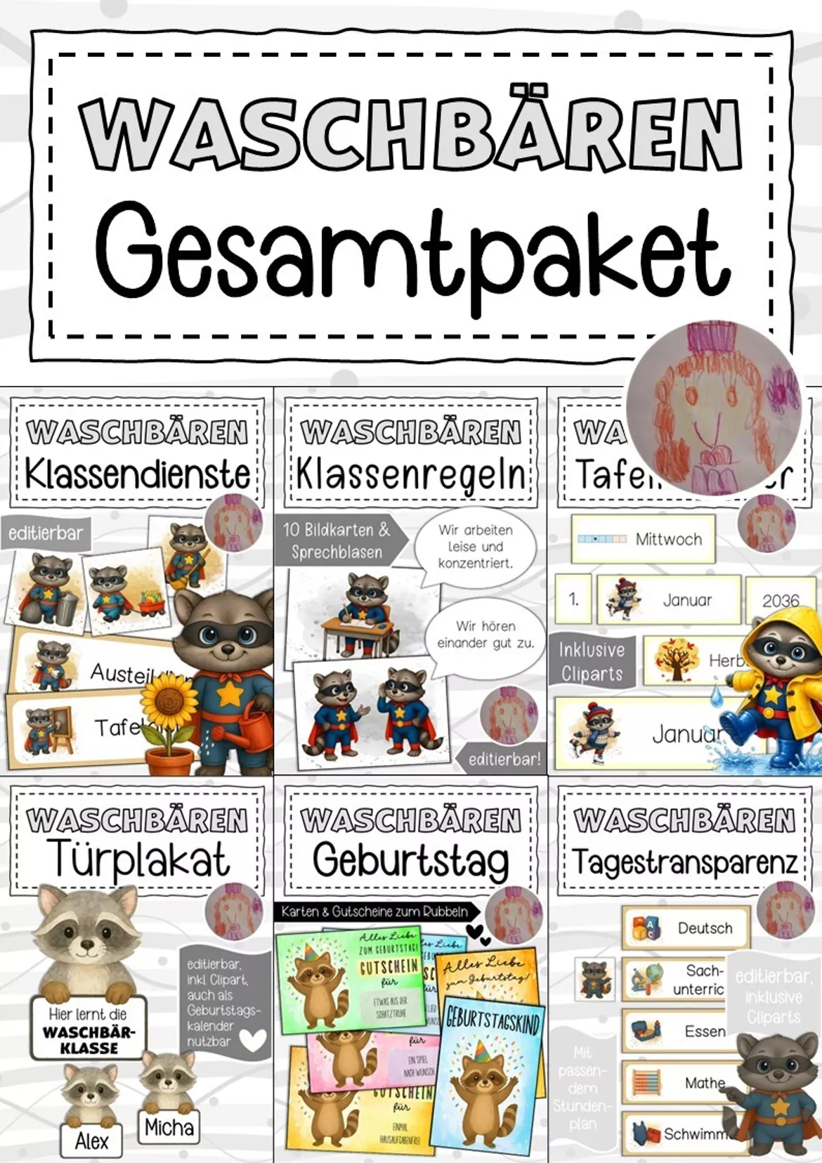 Bild in der Beschreibung des Unterrichtsmaterials Klassentier Waschbär Waschbärenklasse von Abenteuer Grundschule #1