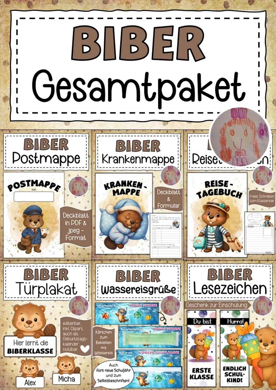 Bild in der Beschreibung des Unterrichtsmaterials Willkommensgruß Klassentier Biber Regenbogen von Abenteuer Grundschule #1