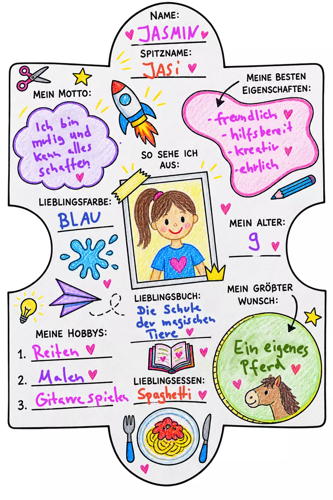 Bild in der Beschreibung des Unterrichtsmaterials Steckbrief-Puzzle „Wir halten zusammen“ 🧩💛 Steckbriefe zum Schuljahresanfang von Die klugen Rabauken #1