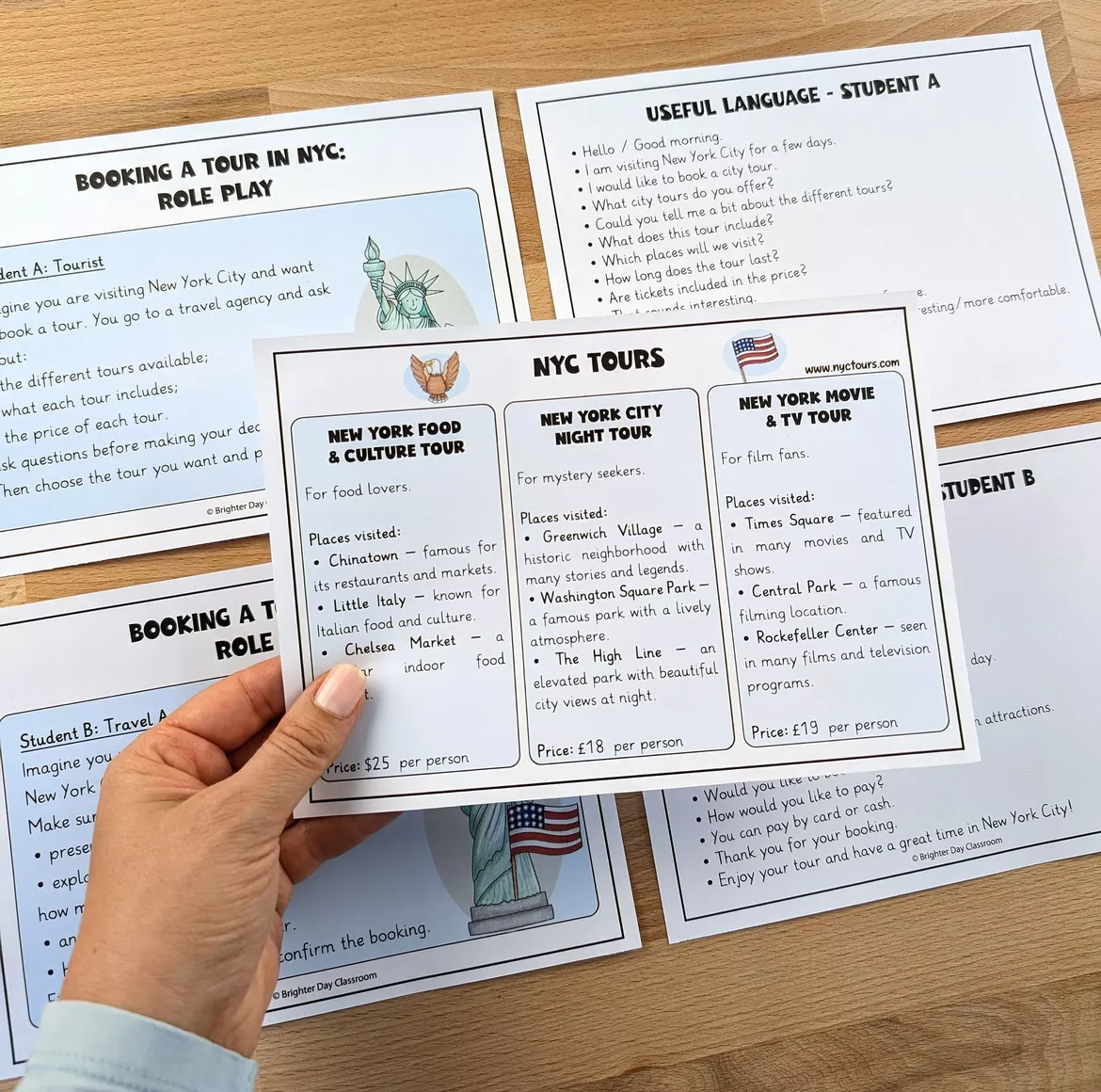 Bild in der Beschreibung des Unterrichtsmaterials New York – Booking a Tour: Rollenspiel Englisch | Sprechkompetenz Sekundarstufe I von Brighter Day Classroom #1