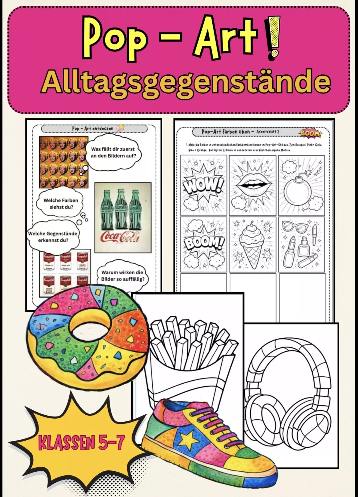 Bild in der Beschreibung des Unterrichtsmaterials Kunstunterricht Klasse 5–7: Kusama, Rousseau & Britto – differenziertes Materialpaket von Farbenflug #1