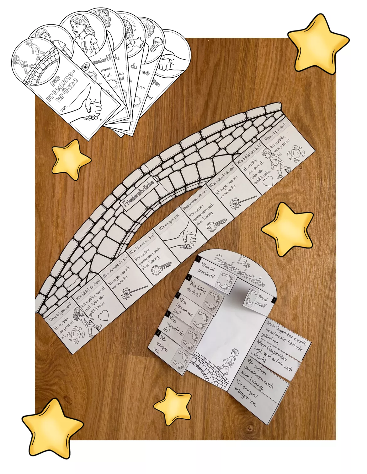 Bild in der Beschreibung des Unterrichtsmaterials Friedensbrücke - Konflikte & Streit lösen - Lernwerkstatt mit Bastelvorlagen & Legematerial von Odd Bird & Company #1