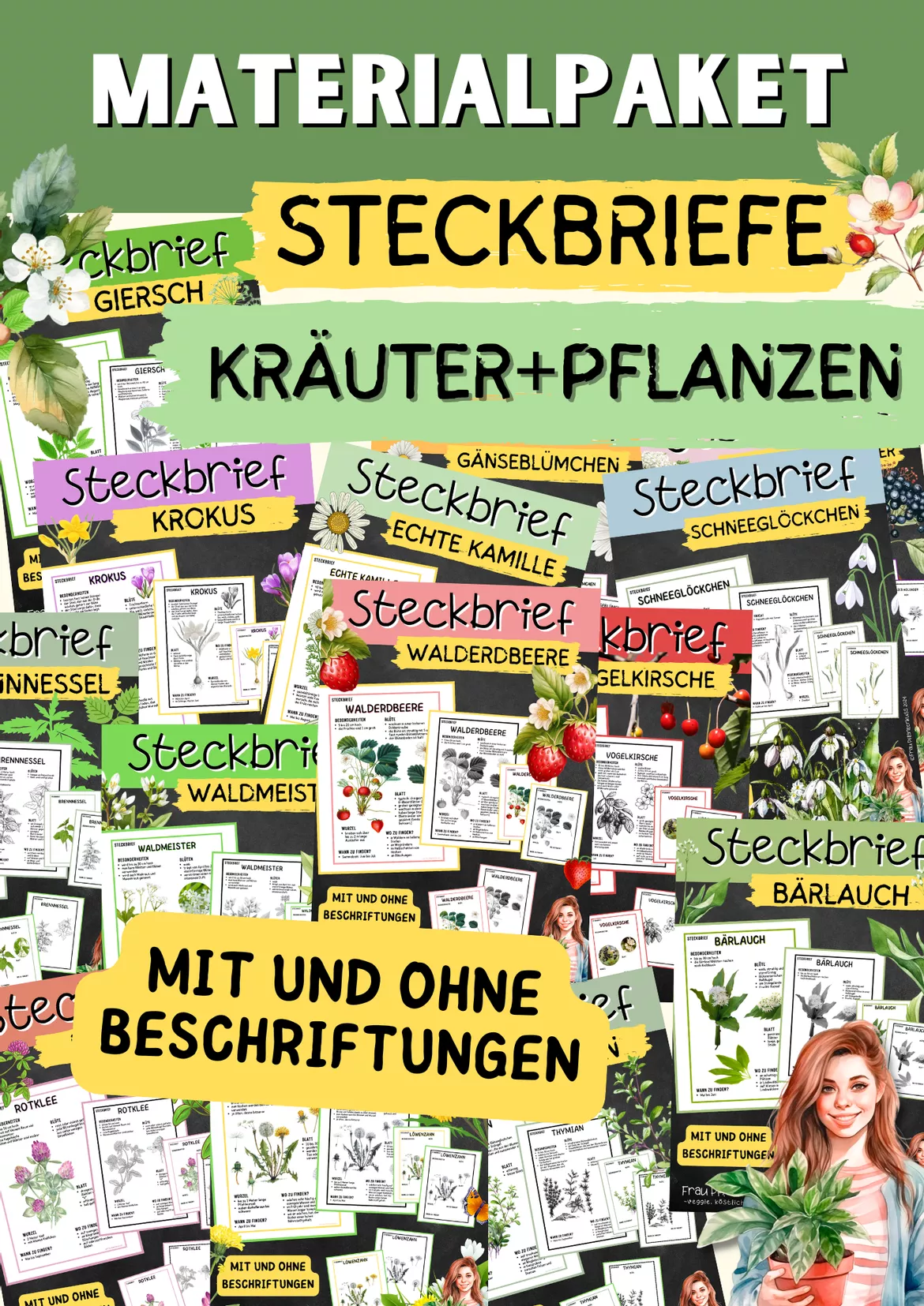 Bild in der Beschreibung des Unterrichtsmaterials Materialpaket Steckbriefe Pflanzen, Kräuter, Wildblumen Grundschule + Sekundarstufe 1 | Klasse 3 bis 7 von Frau Pflanzenkuss #1