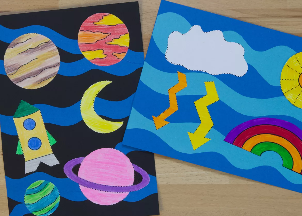 Bild in der Beschreibung des Unterrichtsmaterials Kunst Klasse 1, schneiden und kleben üben, Grundschule von Pinselpauker #2